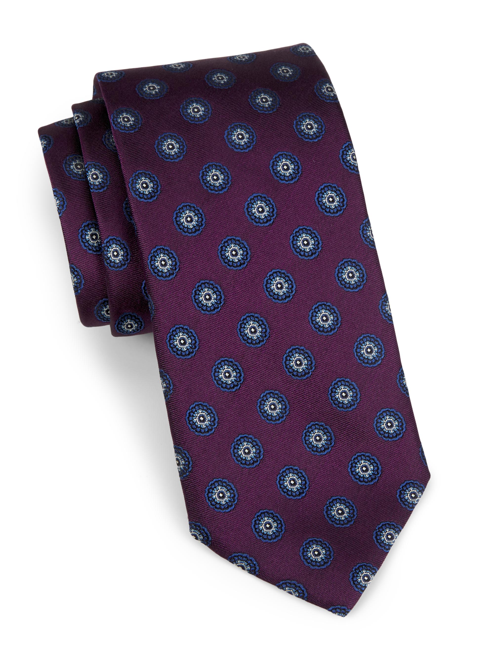 Canali Men's Medallion Silk Tie - Purple