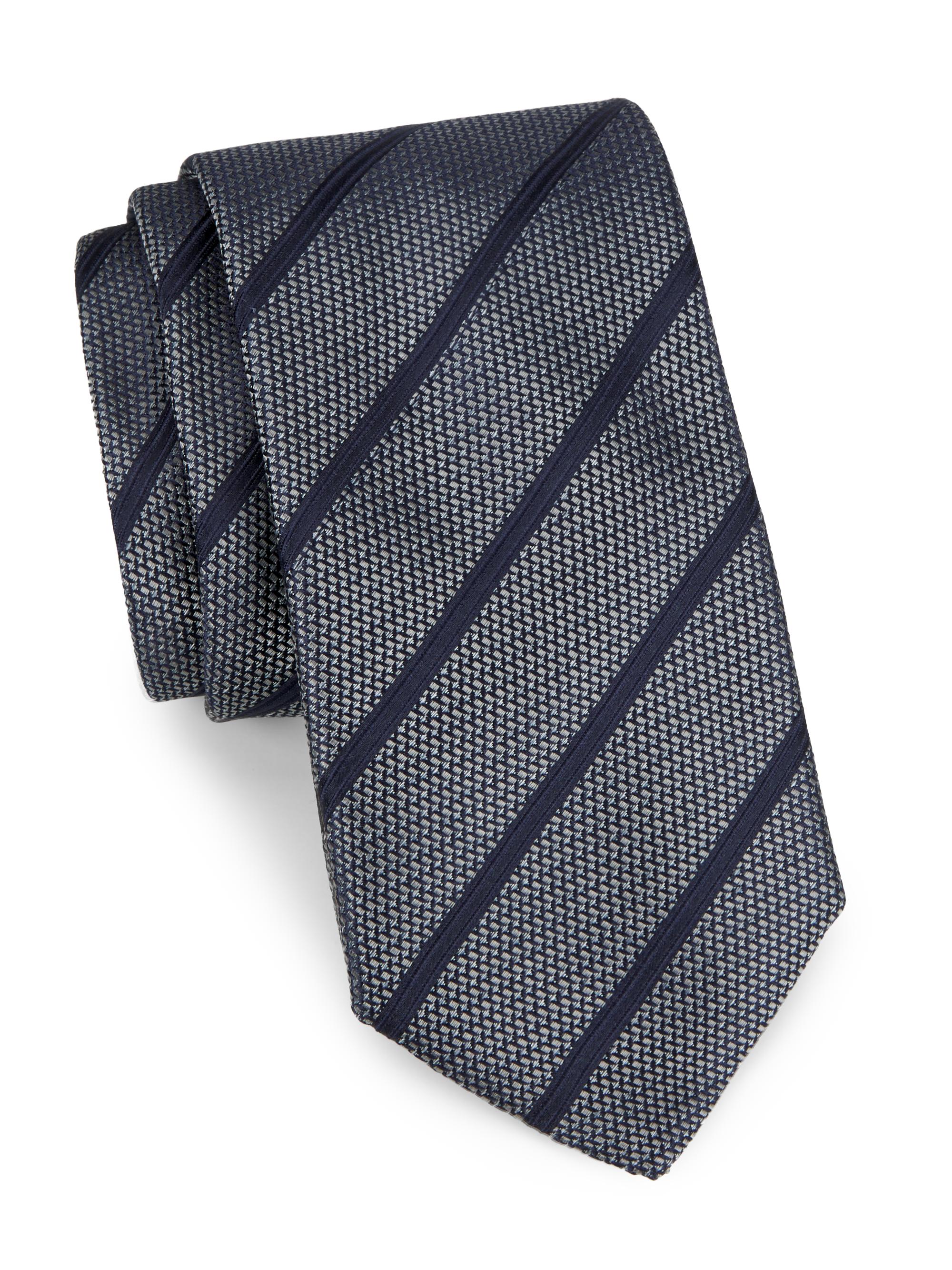 Canali Men's Striped Silk Tie - Grey