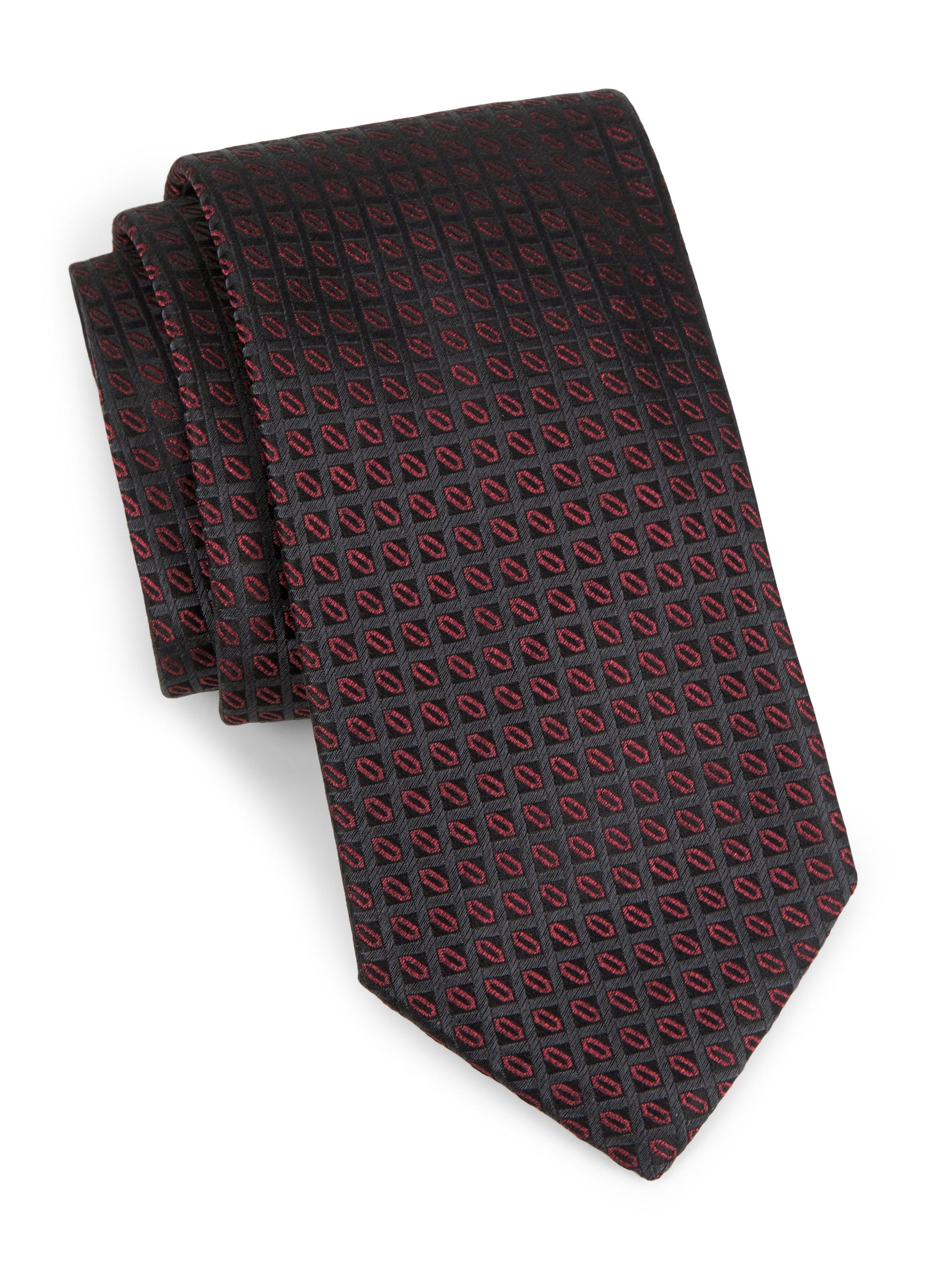 Canali Men's Neat Silk Tie - Red