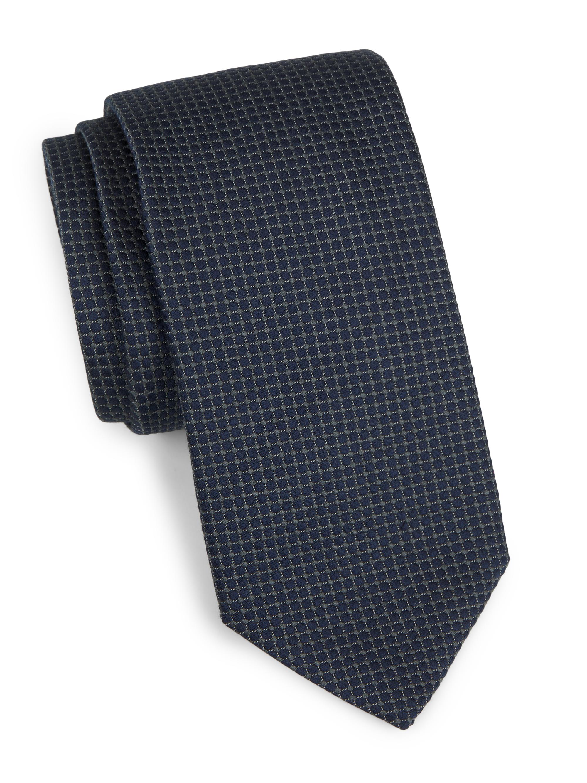 Canali Men's Neat Geometric Silk Tie - Navy