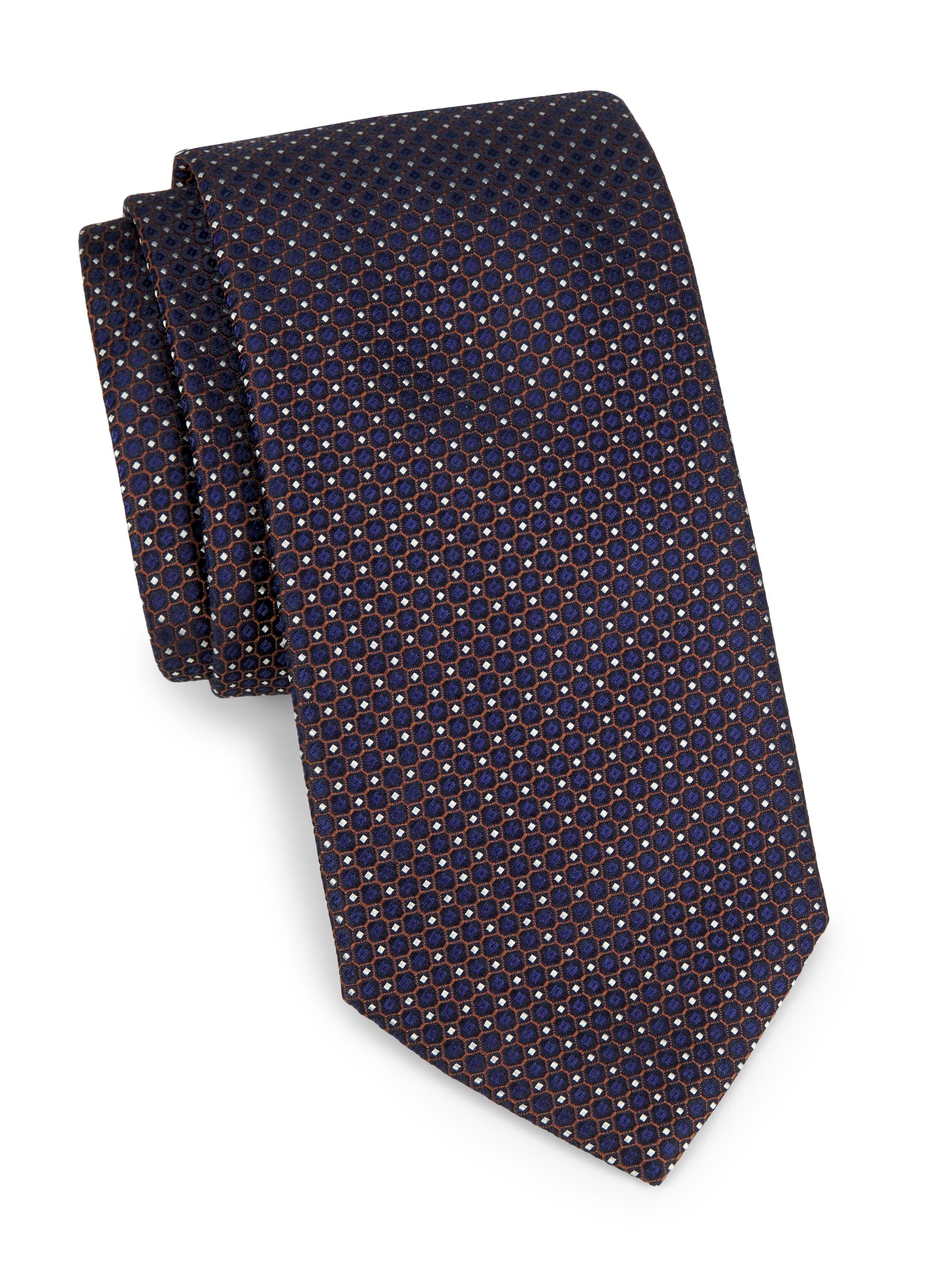Canali Men's Neat Silk Tie - Brown