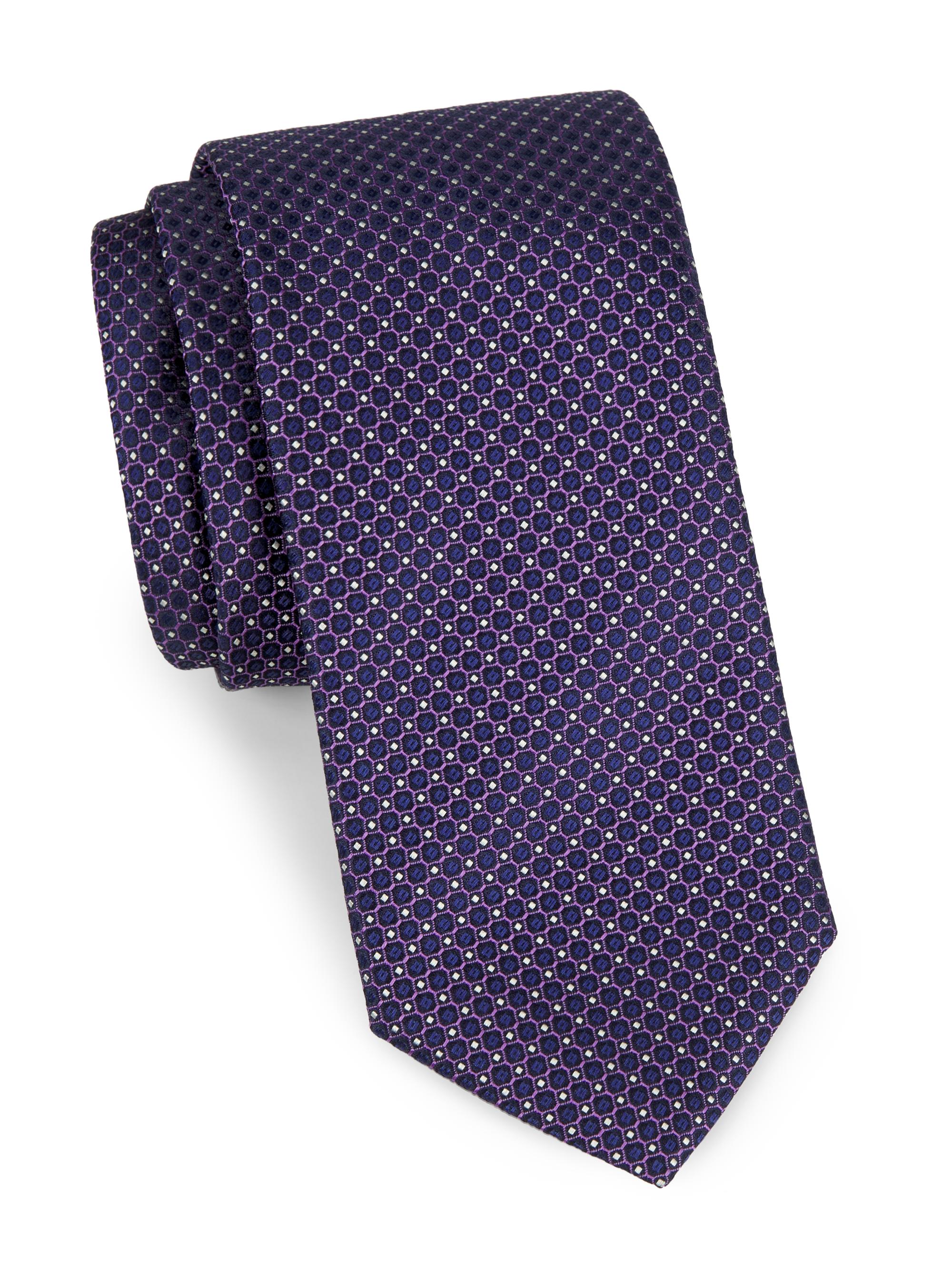 Canali Men's Neat Geometric Silk Tie - Purple