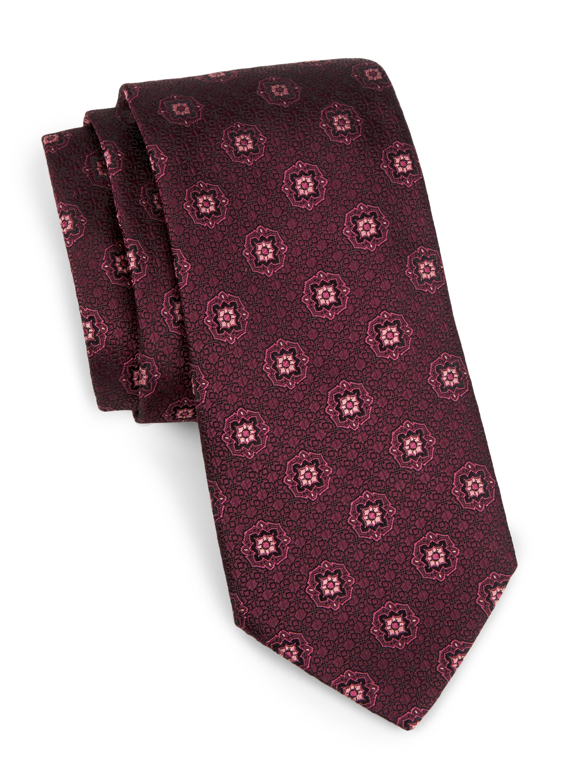Canali Men's Medallion Silk Tie - Red