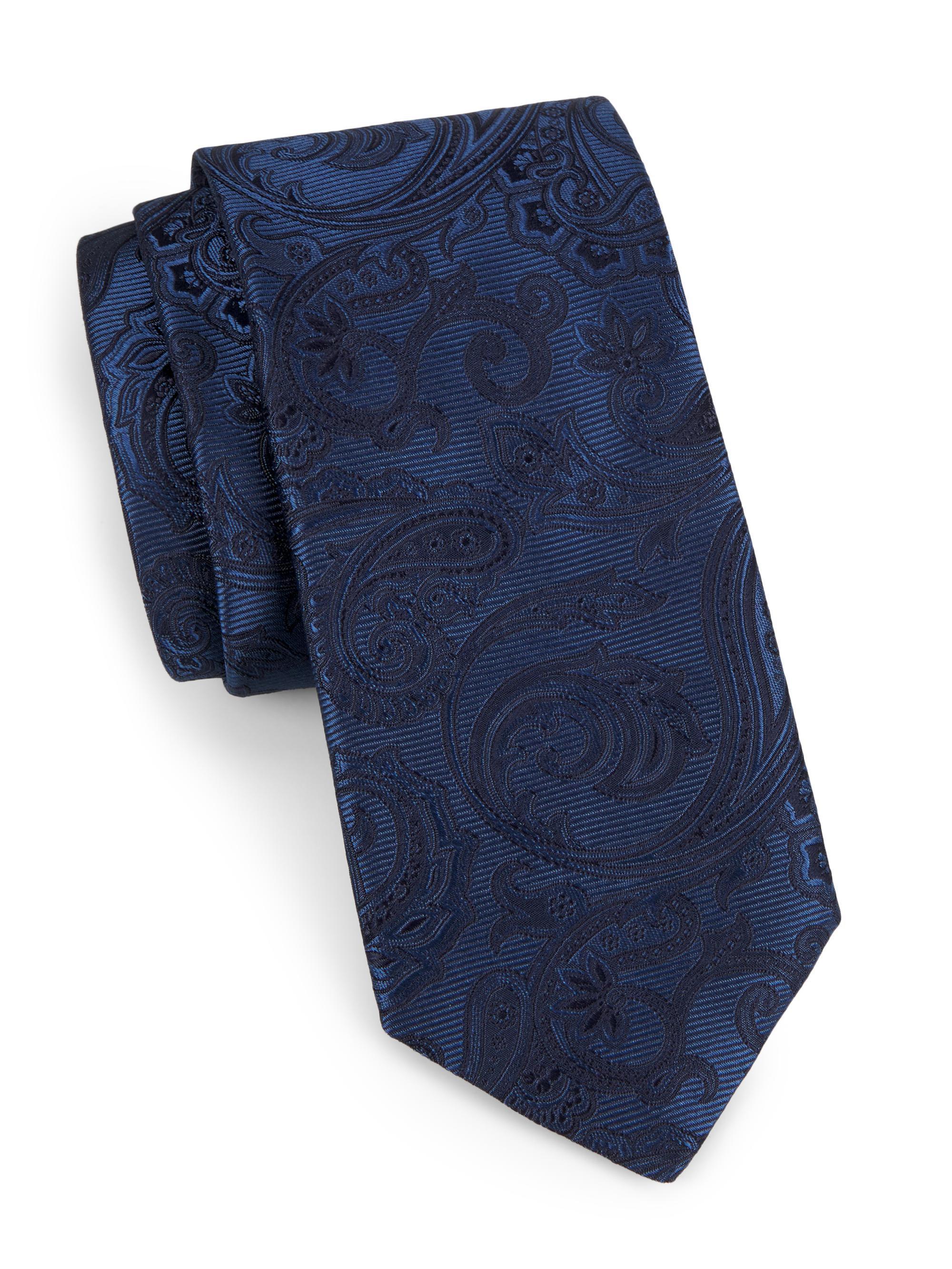 Canali Men's Paisley Silk Tie - Blue