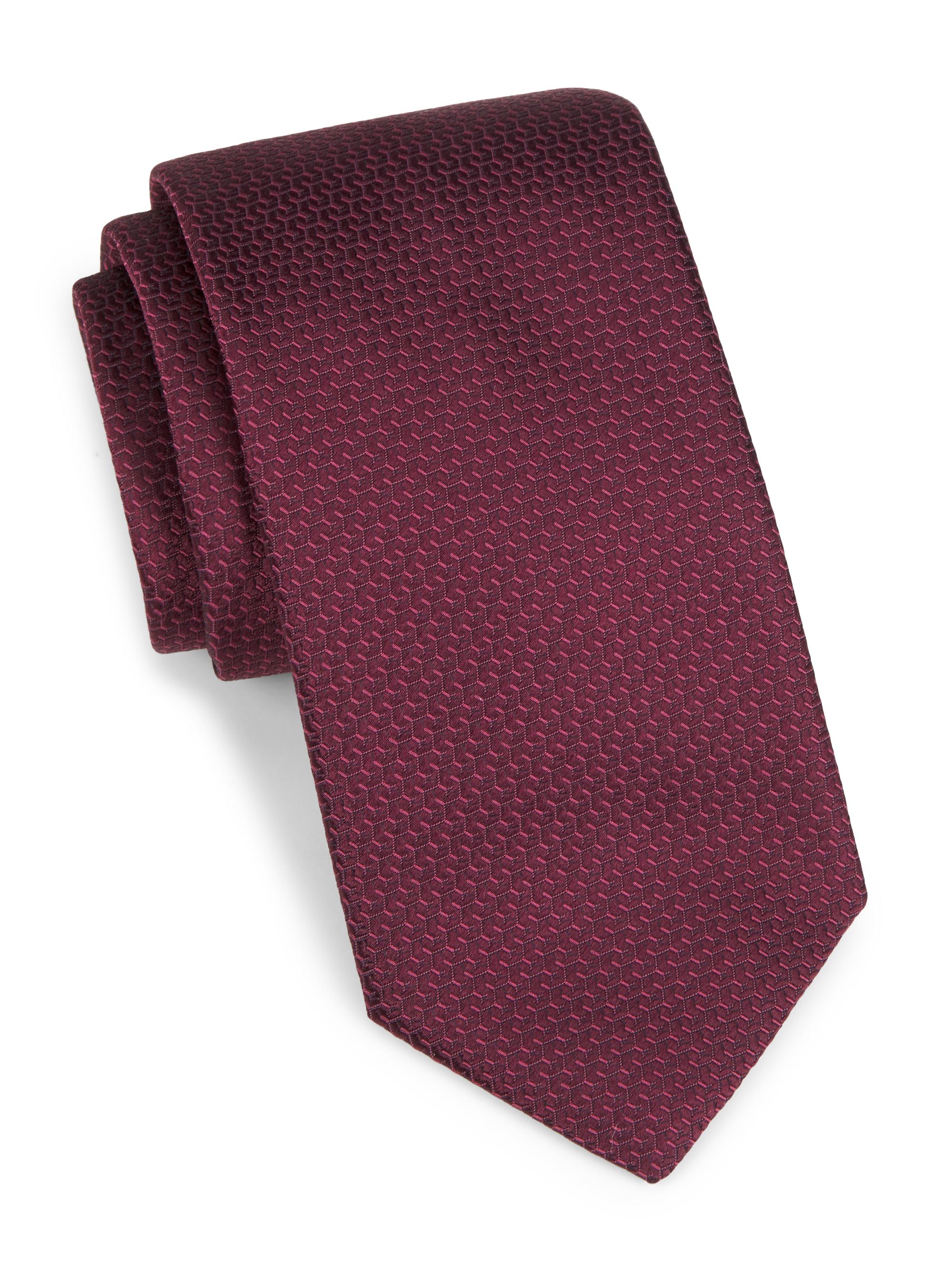 Canali Men's Neat Silk Tie - Red