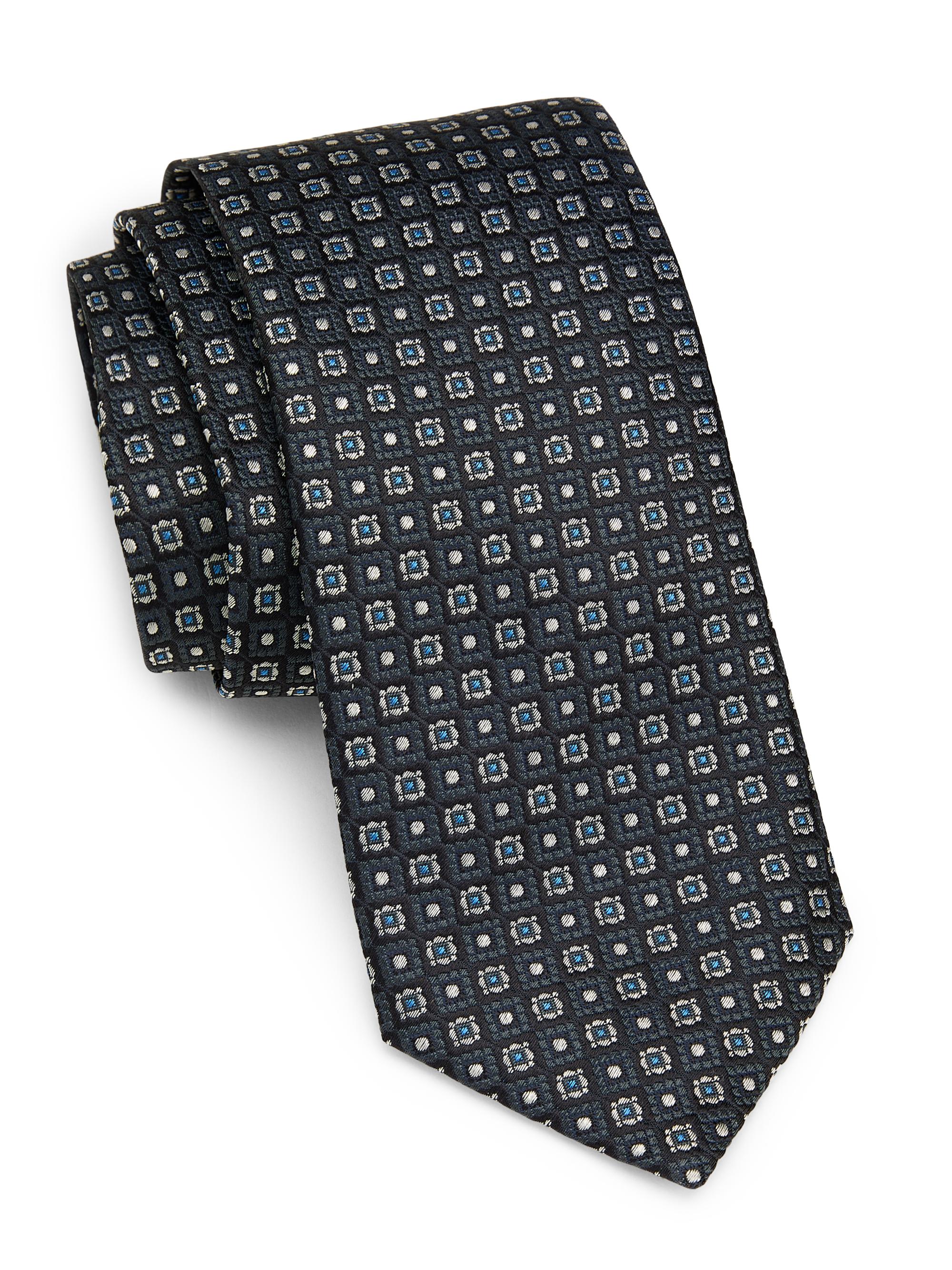 Canali Men's Silk Medallion Tie - Dark Grey