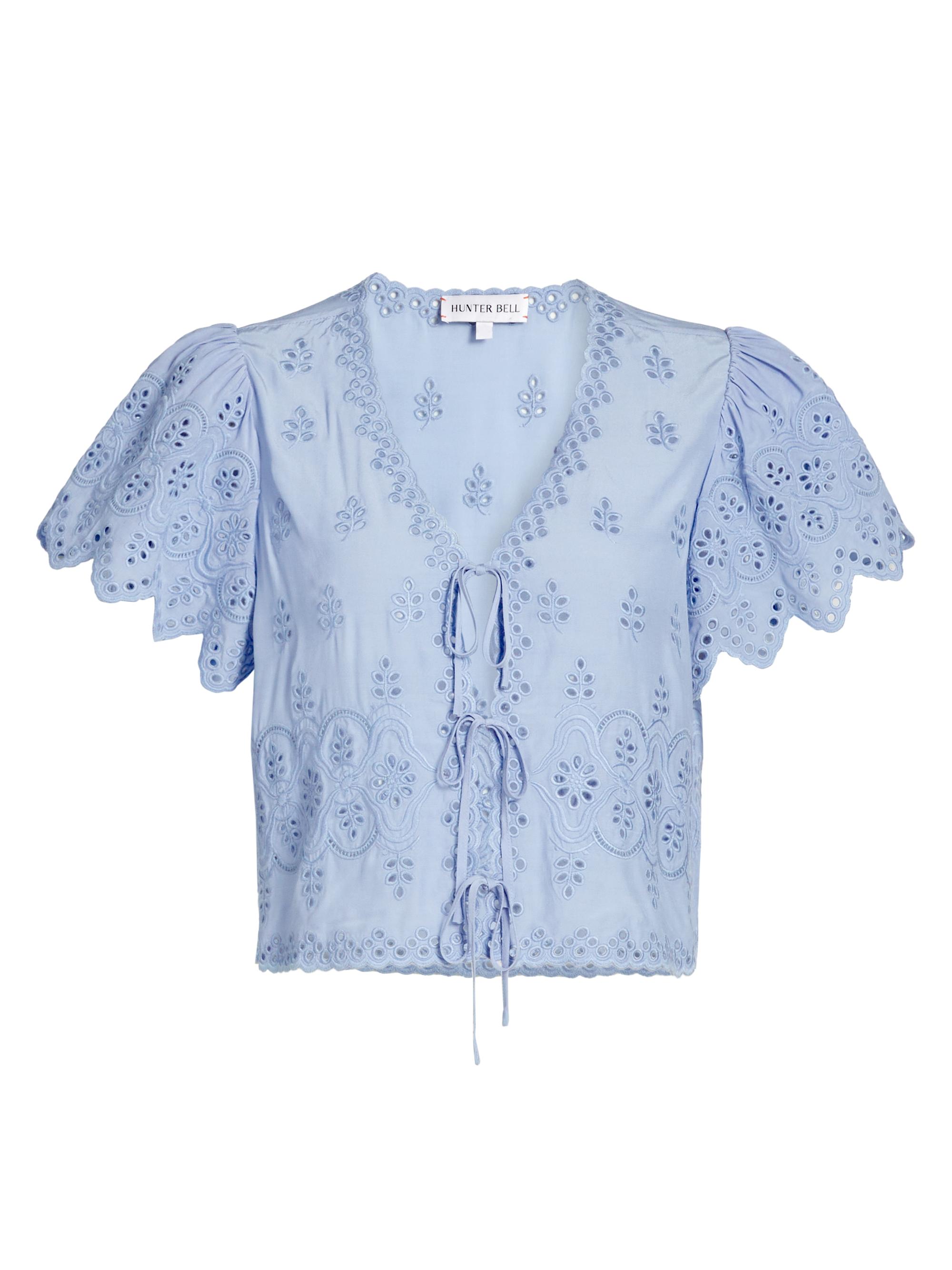 Hunter Bell Women's Bardot Eyelet Short-Sleeve Top - Windsurfer