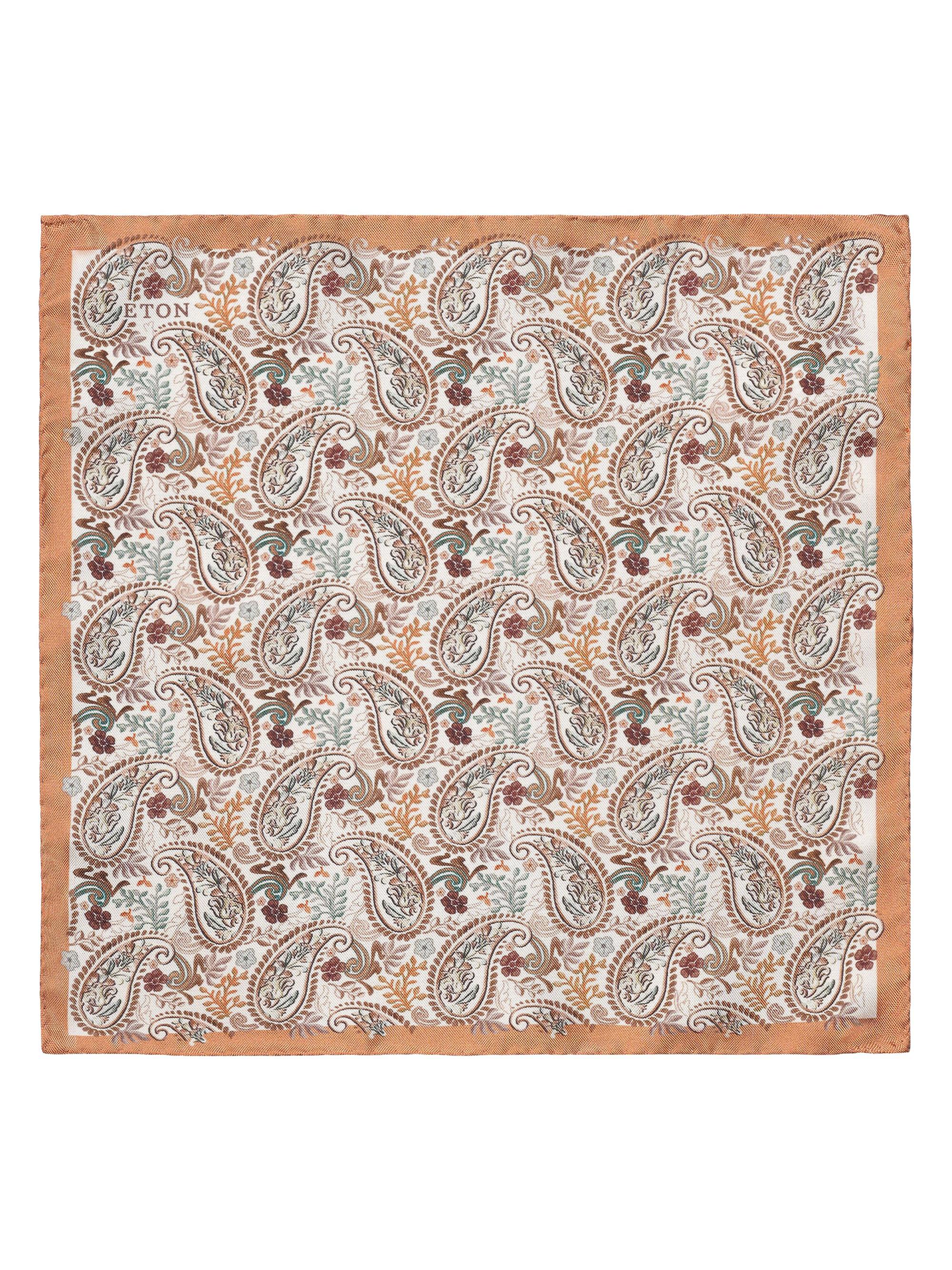 Eton Men's Paisley Silk Pocket Square - Orange