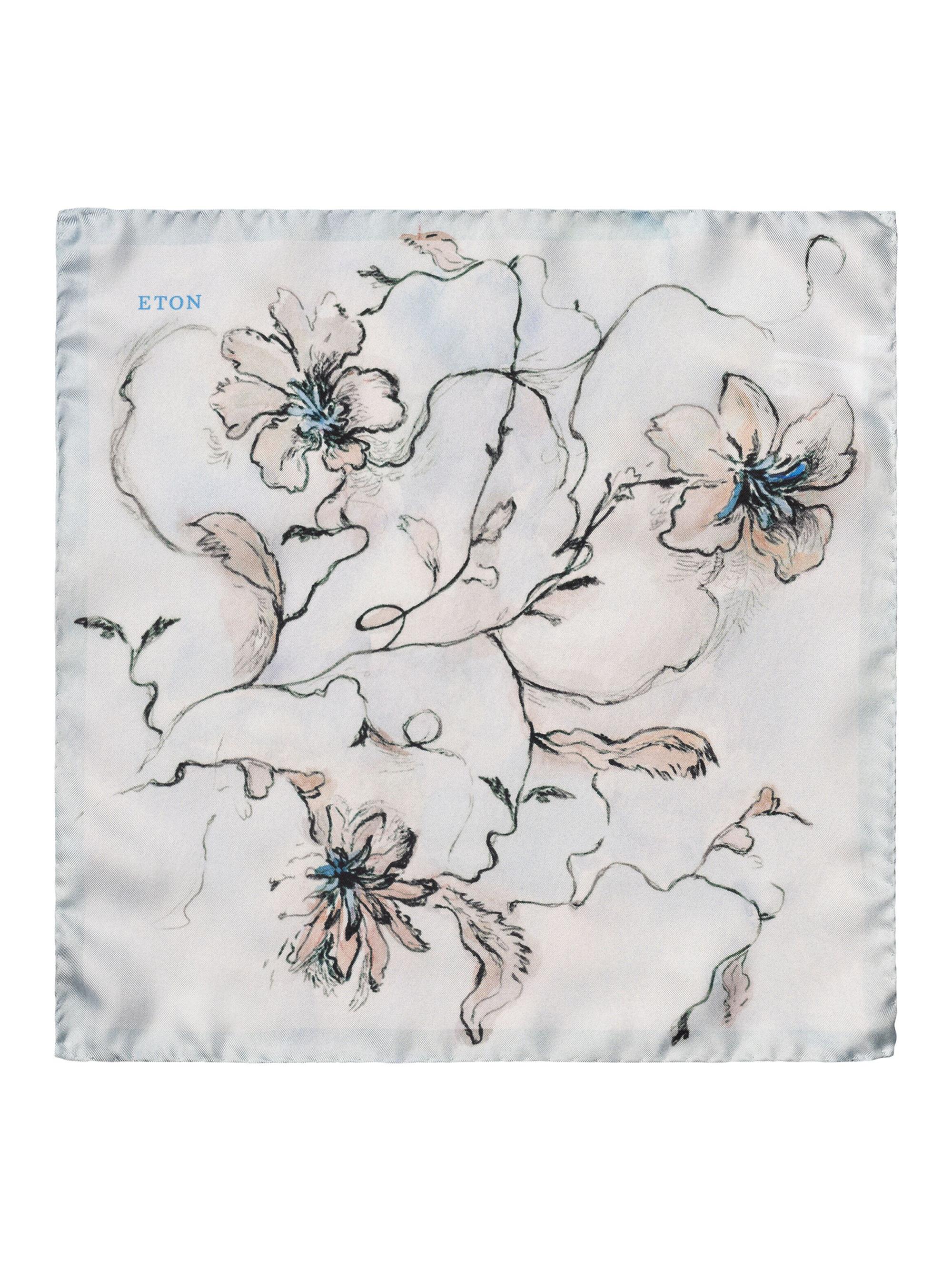 Eton Men's Floral Silk Pocket Square - Blue