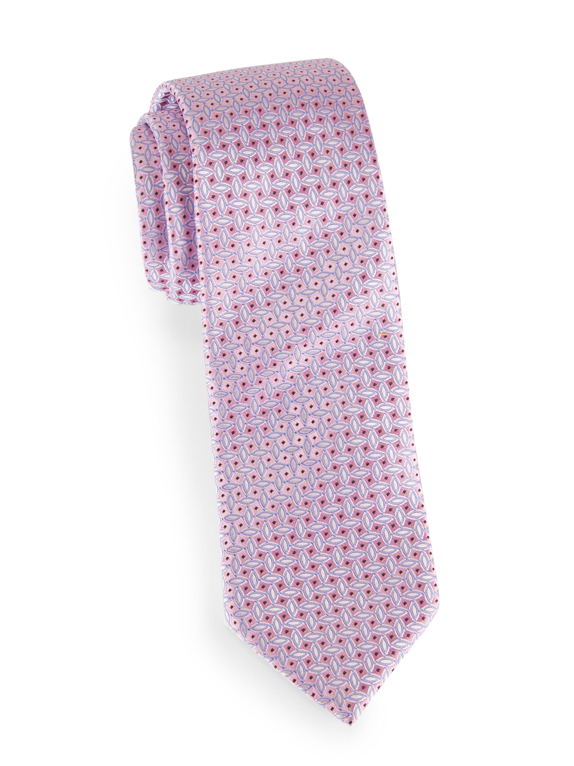 Eton Men's Geometric Silk Tie - Pink