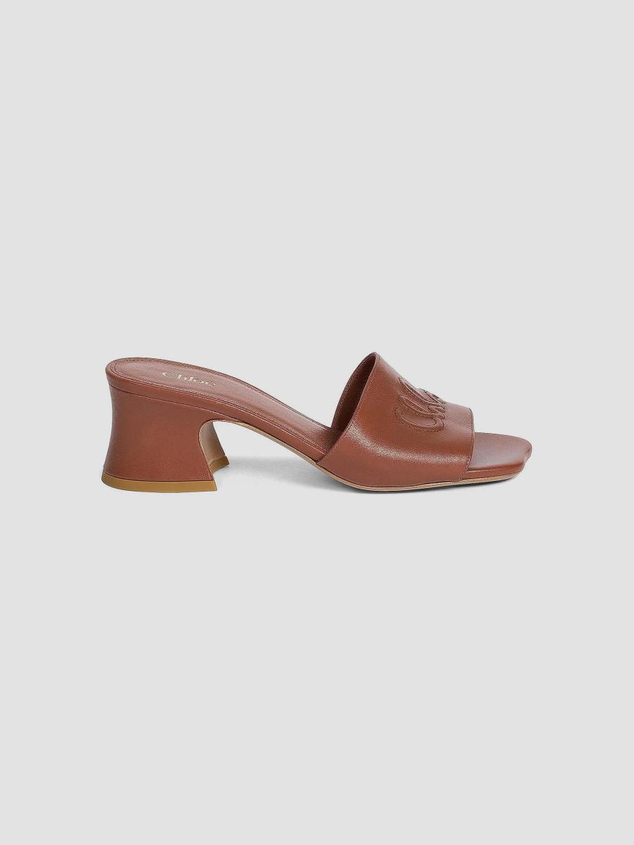 Chloé Soleil Leather 55MM Heeled Mules | Saks Fifth Avenue