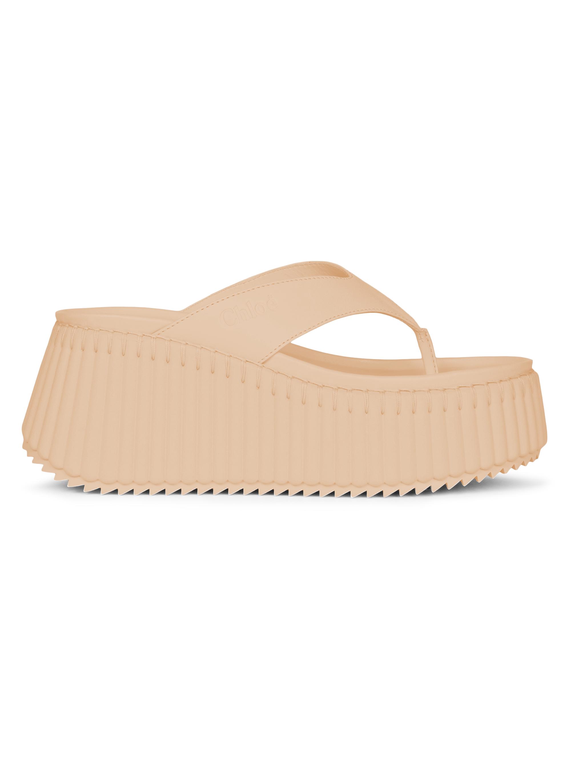 Chloé Women's Nama Leather Wedge Sandals - Toasted Almond