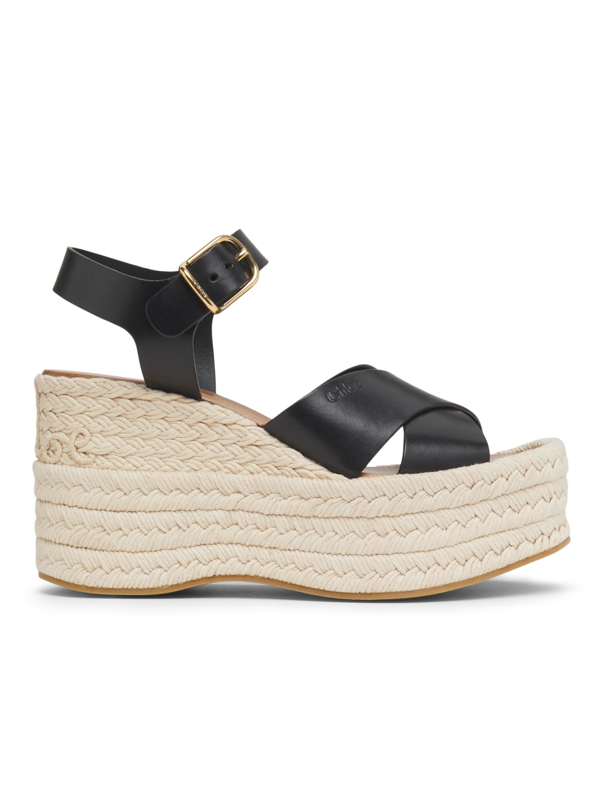Chloé Isla Logo-Detail Leather Wedge Sandals | Saks Fifth Avenue