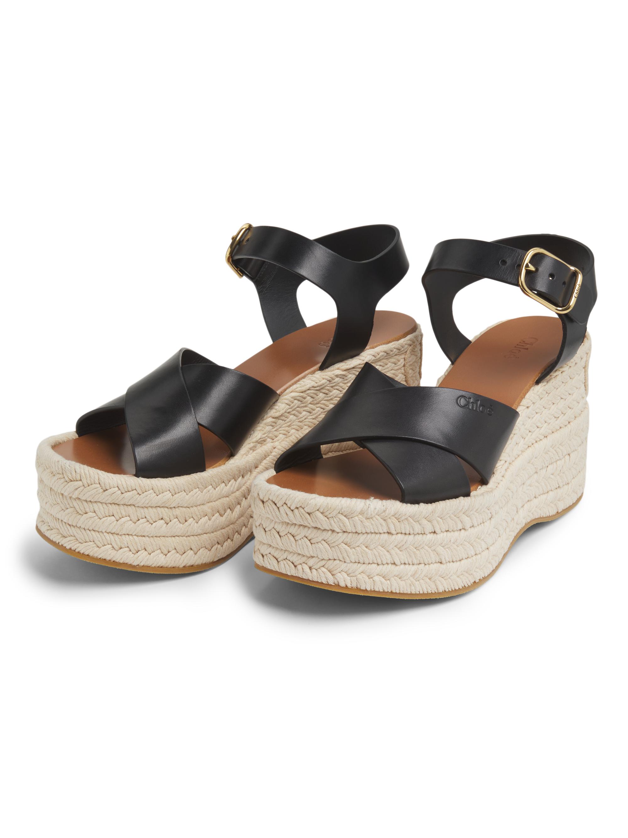 Chloé Isla Logo-Detail Leather Wedge Sandals | Saks Fifth Avenue