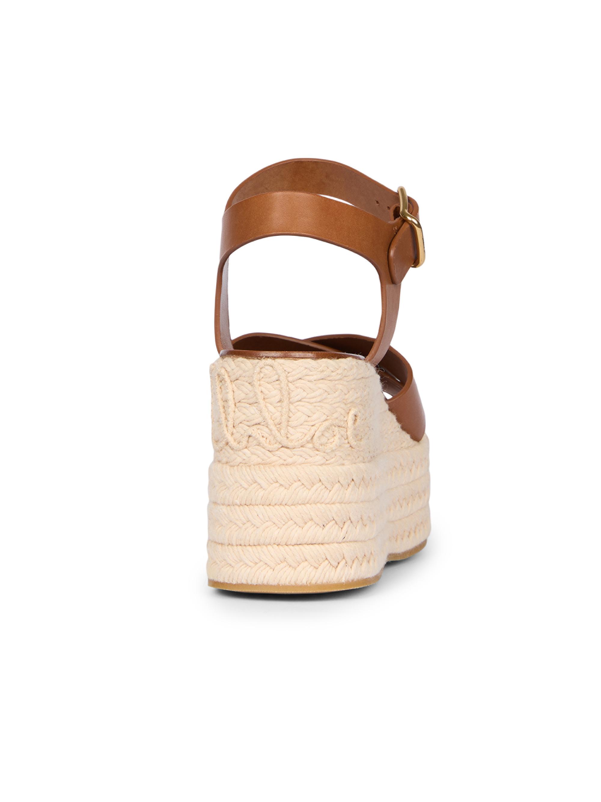 Chloé Isla Logo-Detail Leather Wedge Sandals | Saks Fifth Avenue