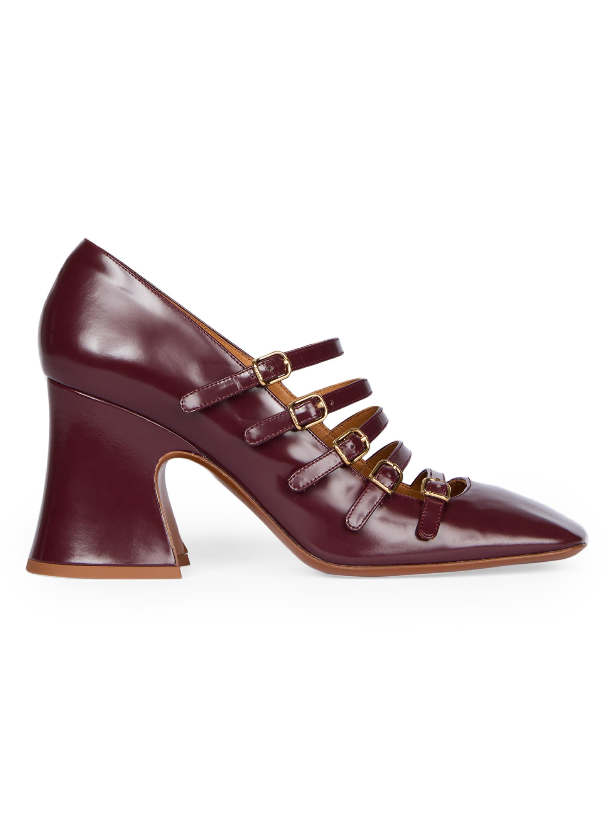 Chloé Women's Janis Buckled Leather Pumps - Burnt Purple