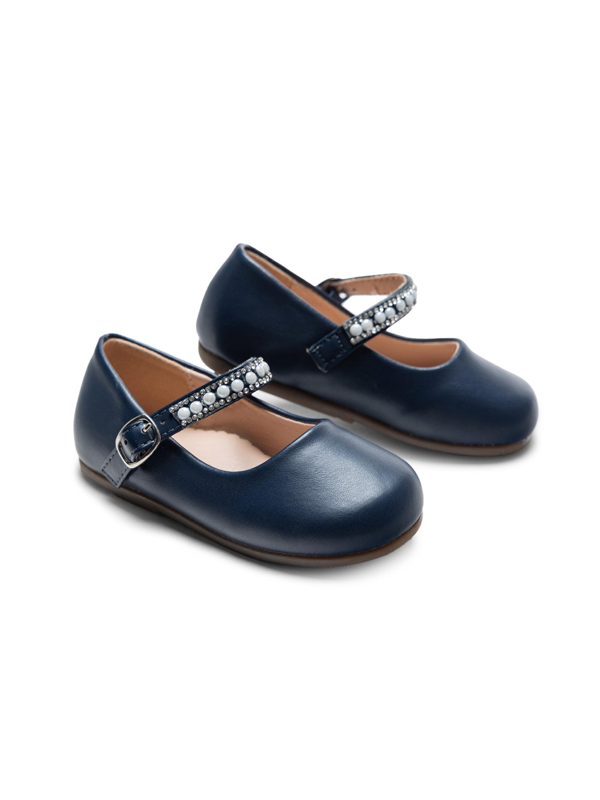 Tulleen Baby Girl's Margot Pearl Band Flats - Navy 10 (Toddler)
