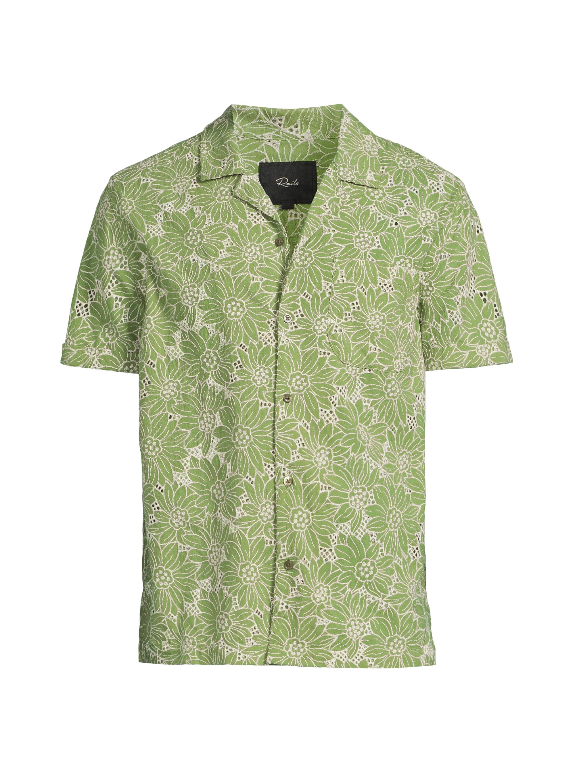 Rails Men's Tyler Sunflower Cotton Shirt - Green White Sunflower