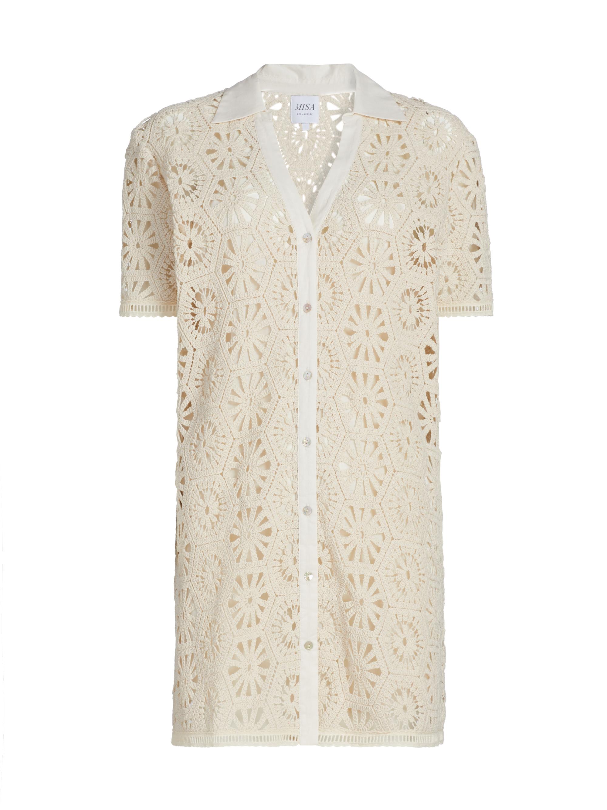 Misa Los Angeles Women's Carmel Crochet Cotton Shirtdress - Cotton Crochet