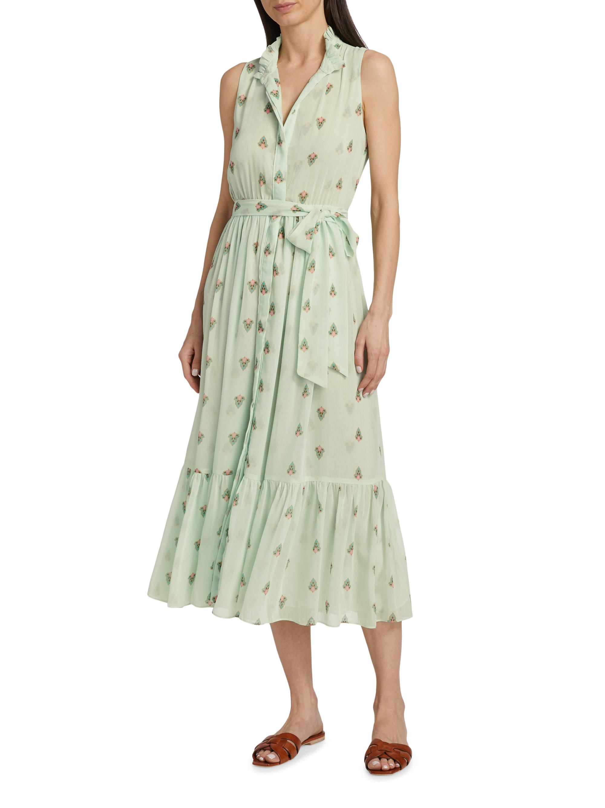 Misa Los Angeles Thebez Printed Chiffon Sleeveless Midi-Dress