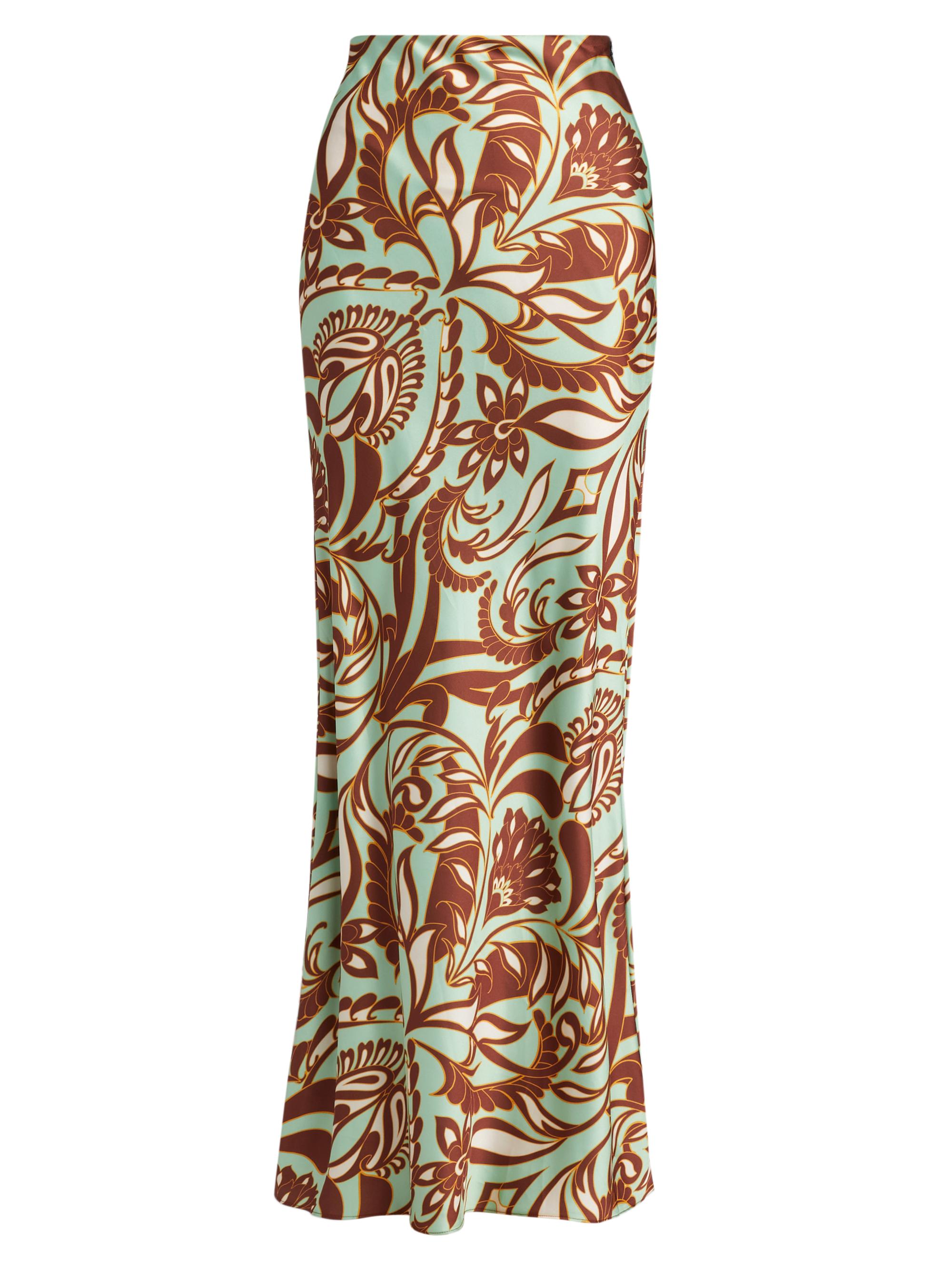 Misa Los Angeles Women's Sierra Printed Satin Maxi Skirt - Vintage Botancl Satin Brown
