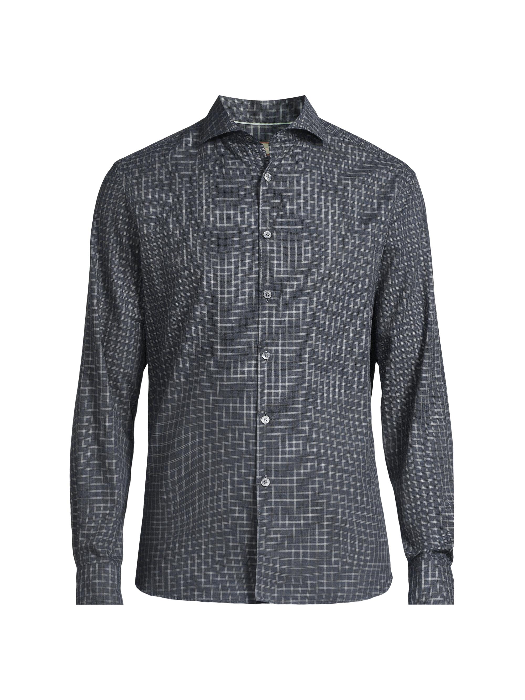 Canali Men's Checked Cotton Button-Front Sport Shirt - Blue