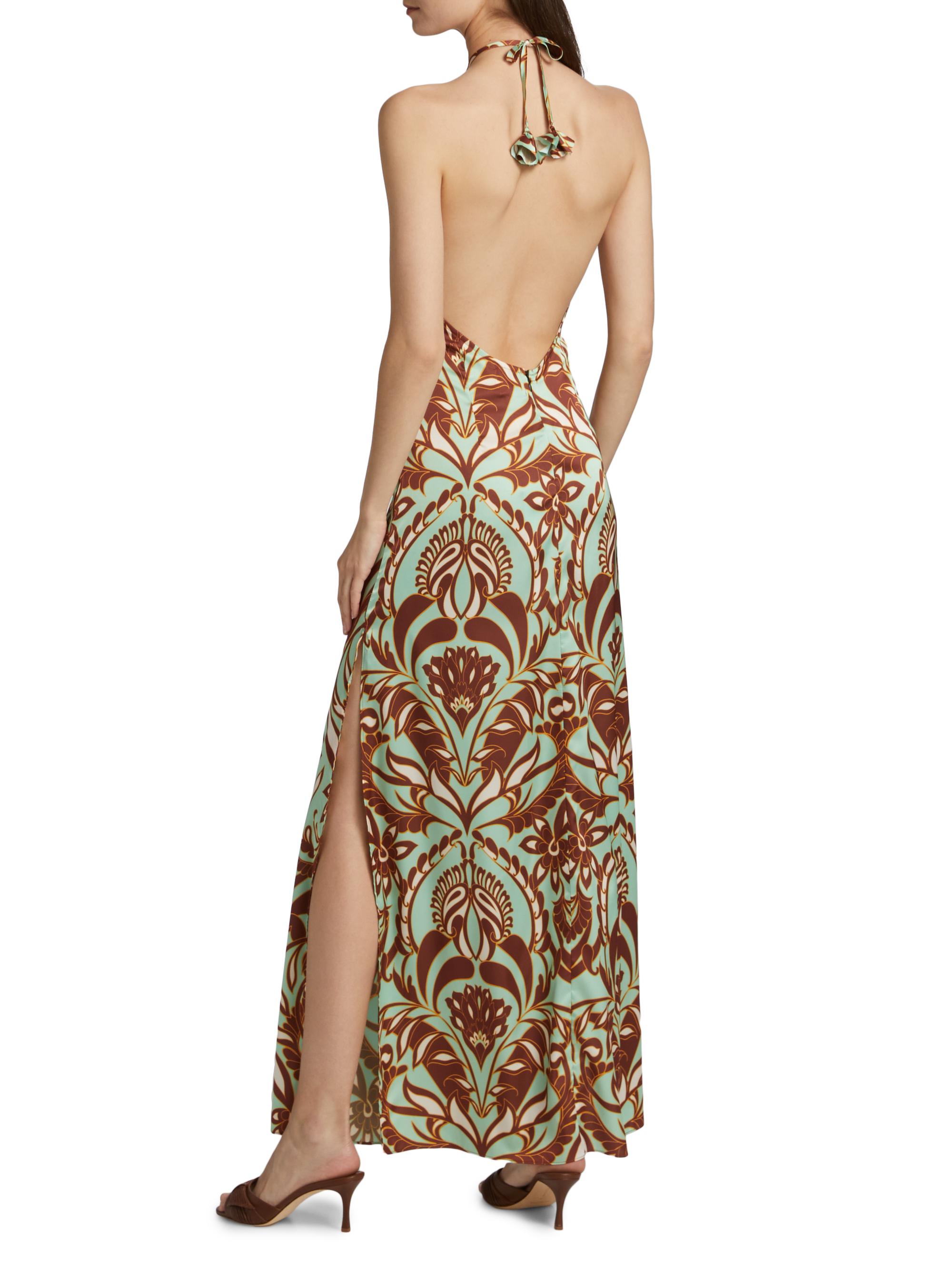 Misa Los Angeles Samantha Printed Satin Halterneck Maxi Dress | Saks Fifth  Avenue