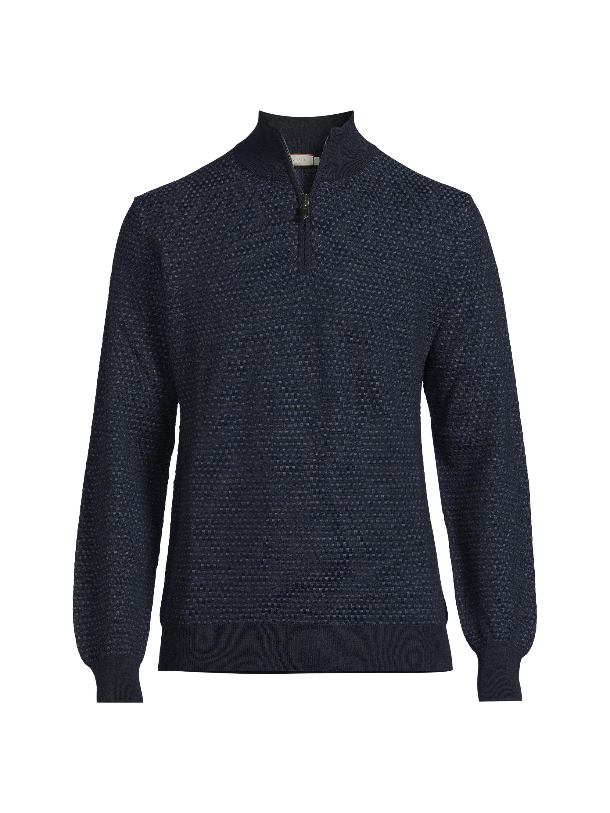 Canali Men's Geometric Merino Wool Modern-Fit Sweater - Navy