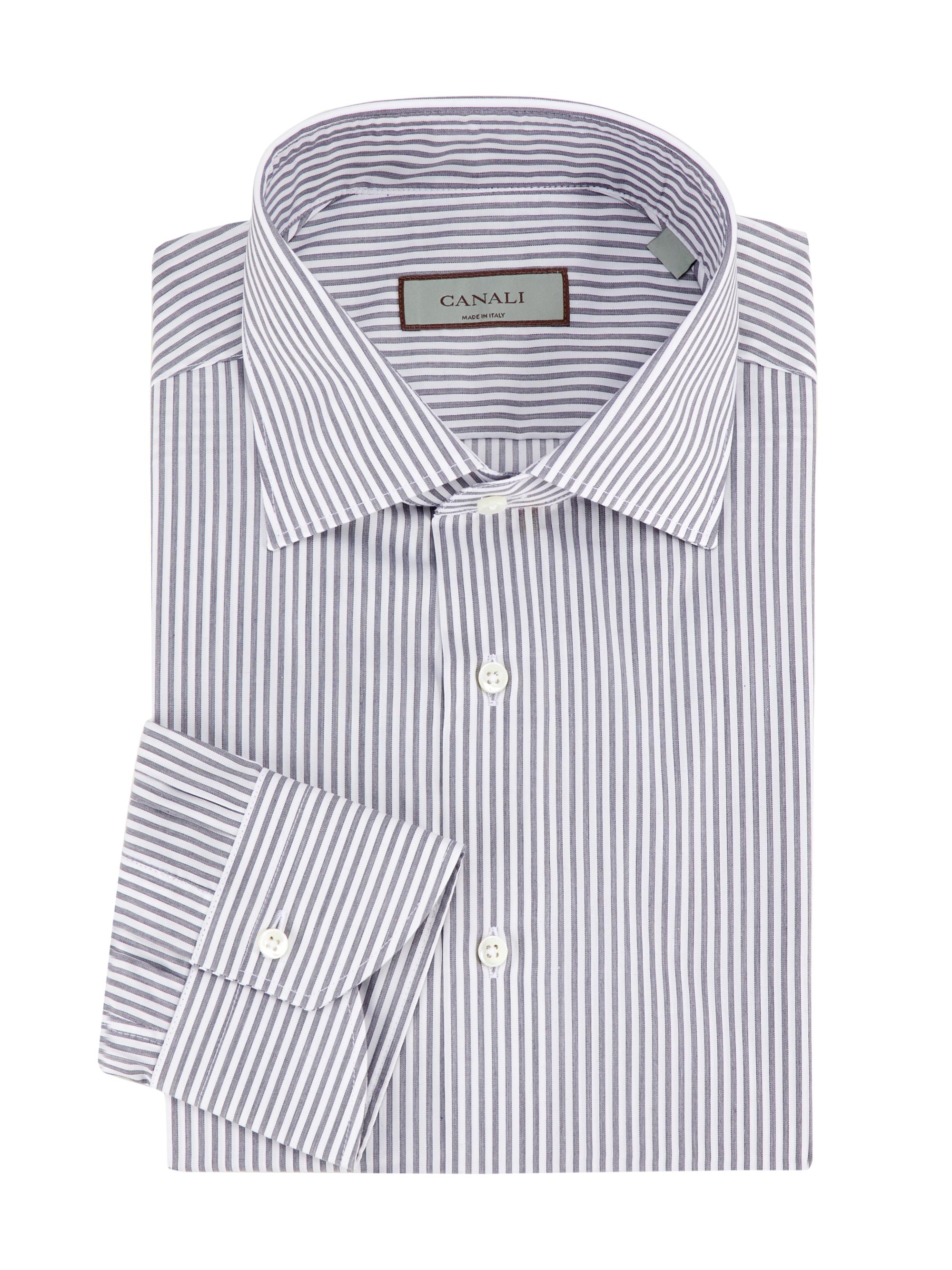 Canali Men's Bengal Striped Cotton Dress Shirt - Grey