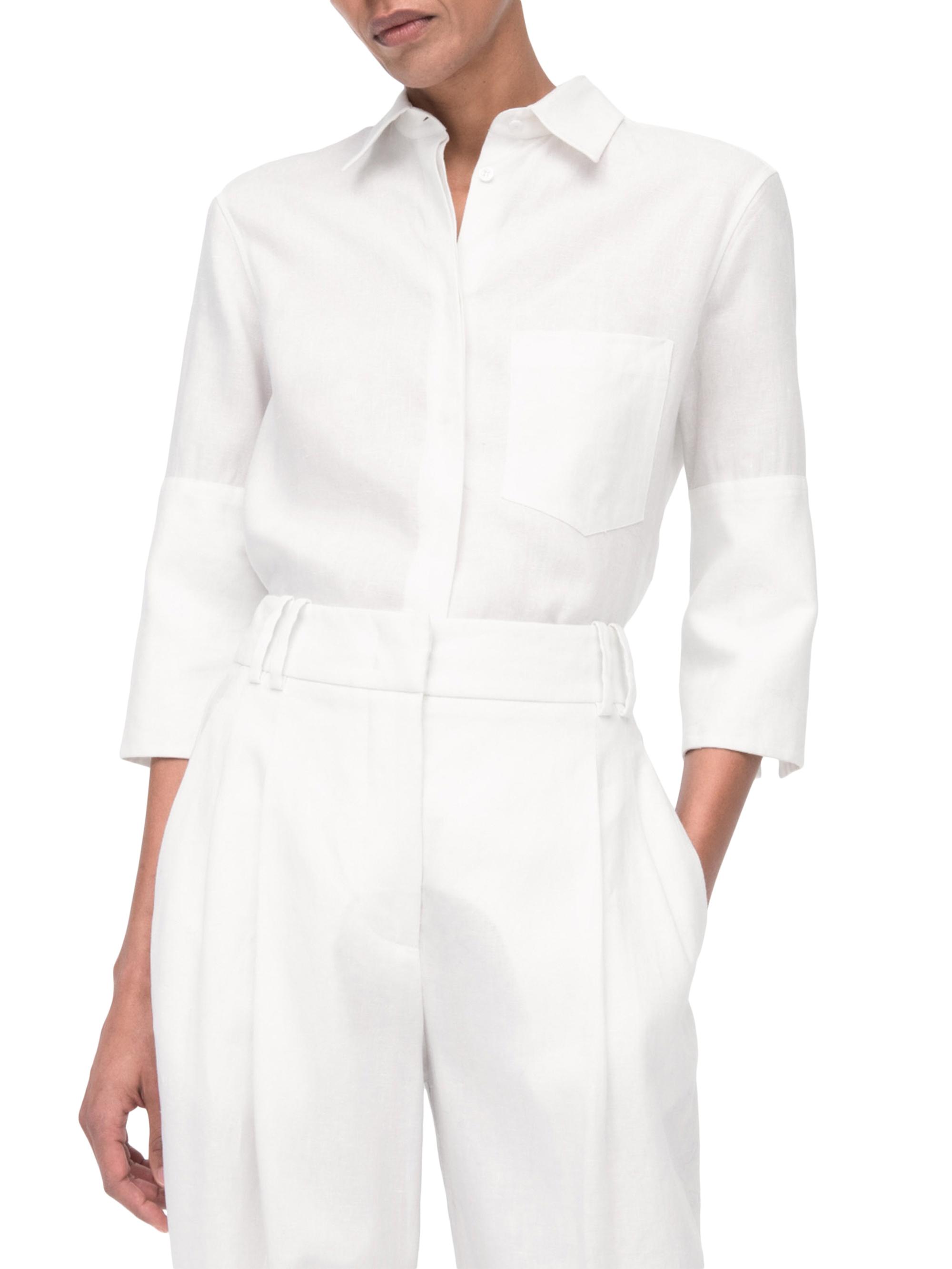 Another Tomorrow Women's French Cuff Blouse - White