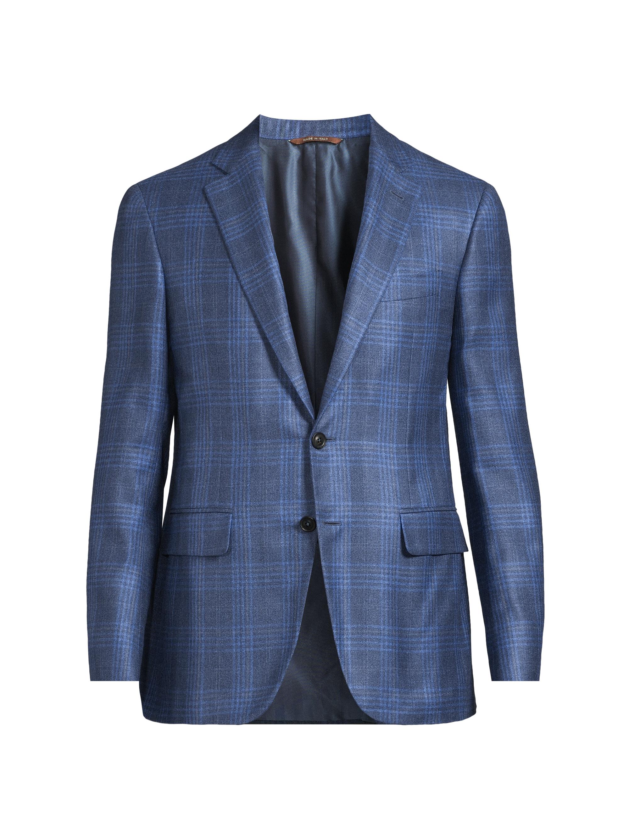 Canali Men's Kei Silk-Cashmere Trim-Fit Solid Sport Coat - Blue