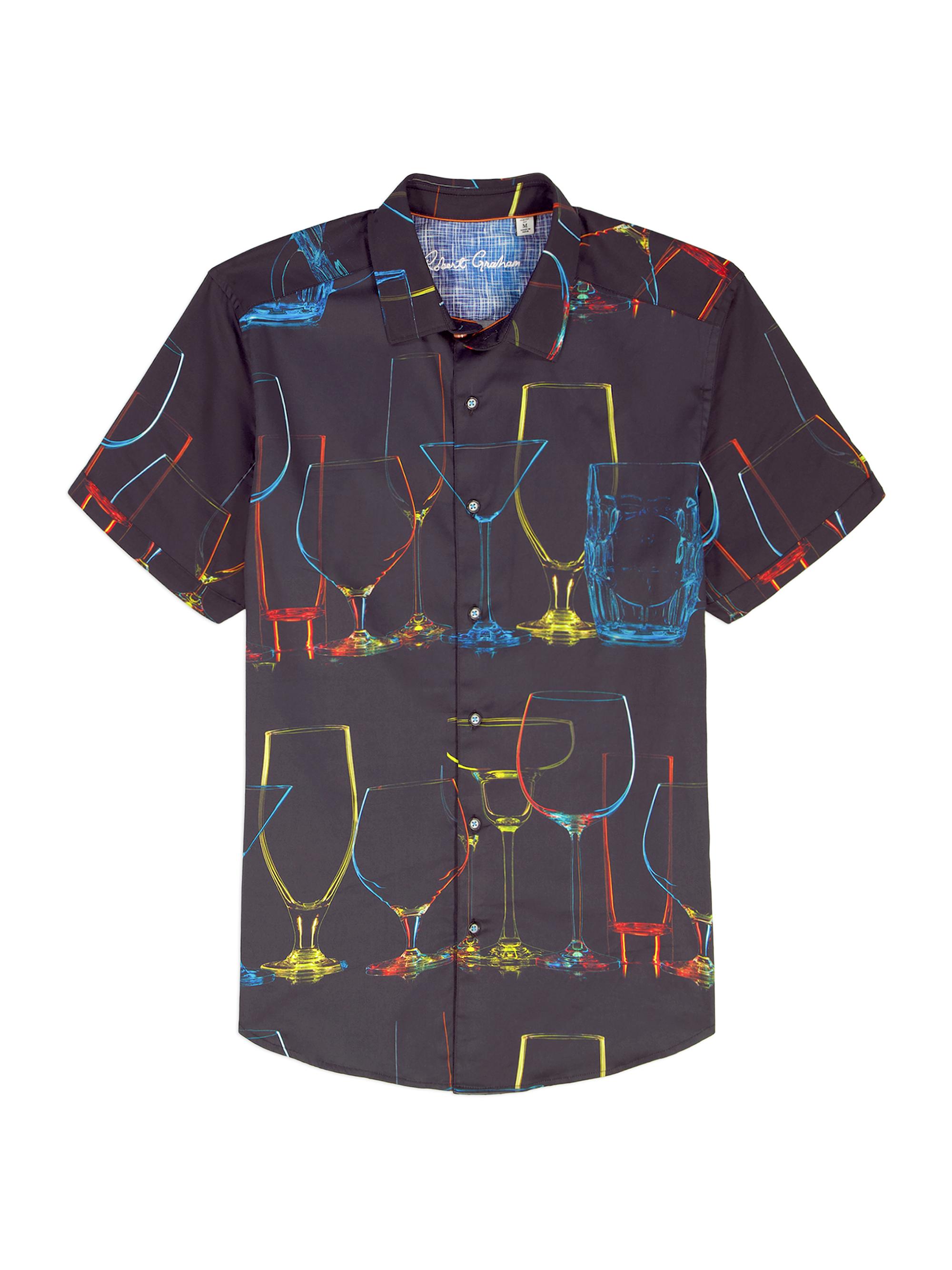 Robert Graham Men's Neon Nights Bareware-Print Stretch-Cotton Shirt - Black