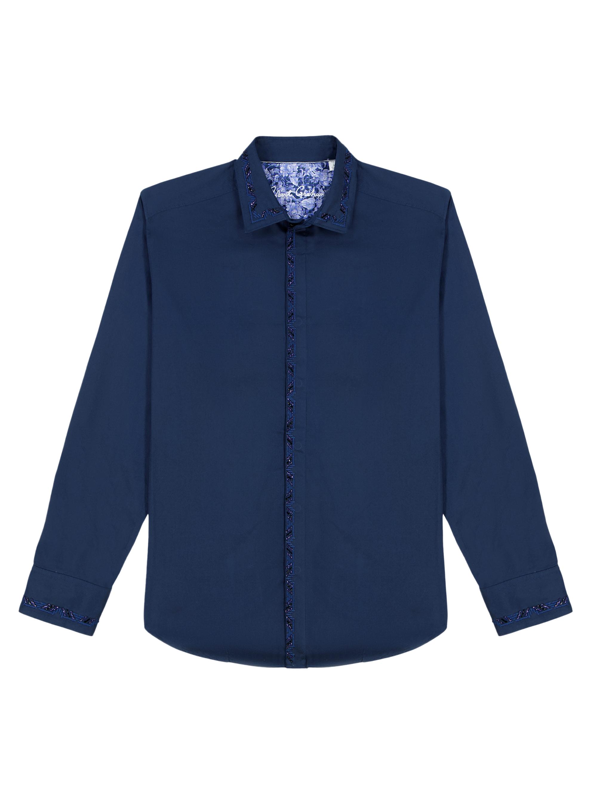 Robert Graham Men's Wescott Embellished Long-Sleeve Button-Front Shirt - Navy