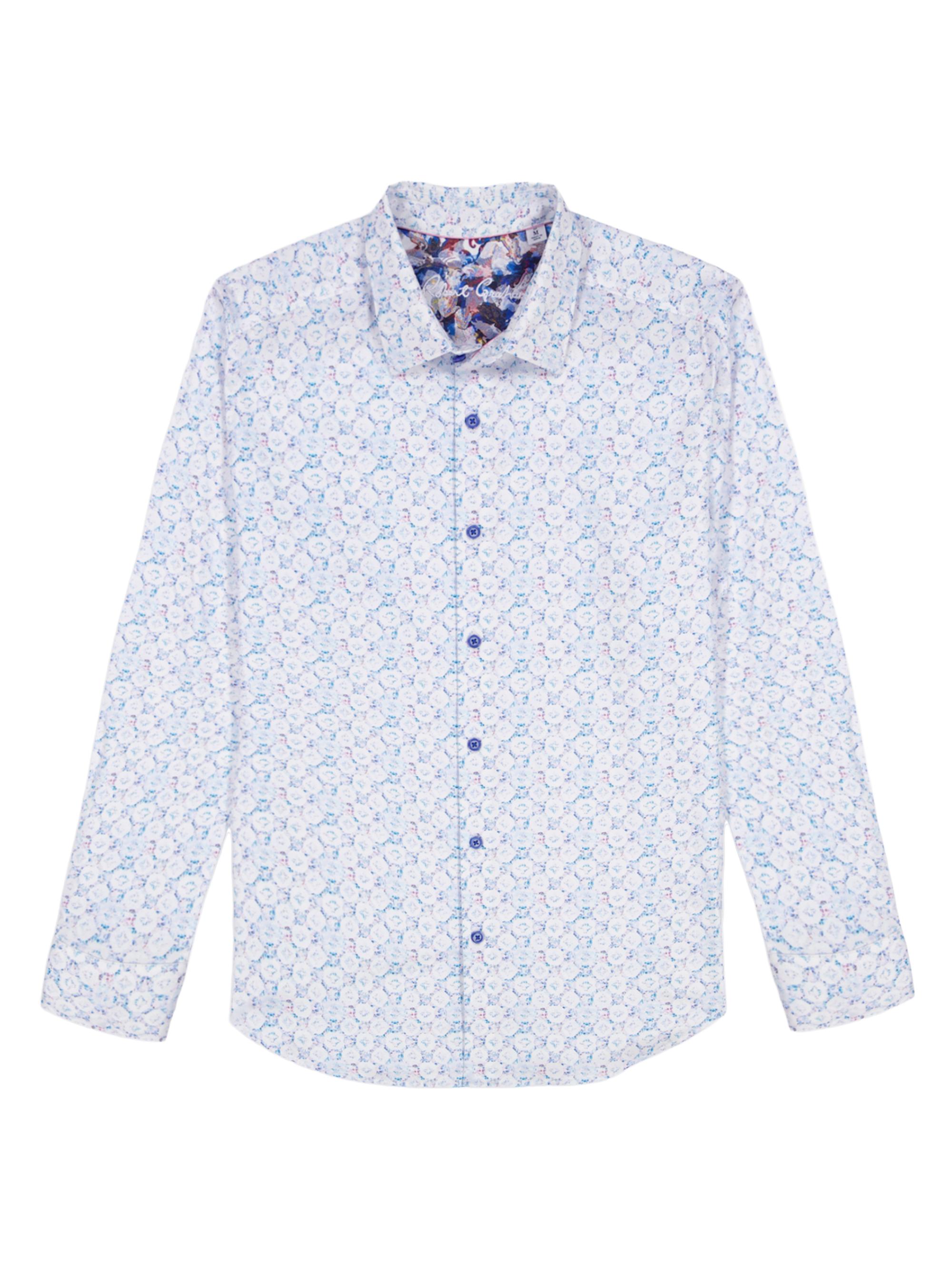 Robert Graham Men's Bramston Printed Long-Sleeve Button-Front Shirt - White