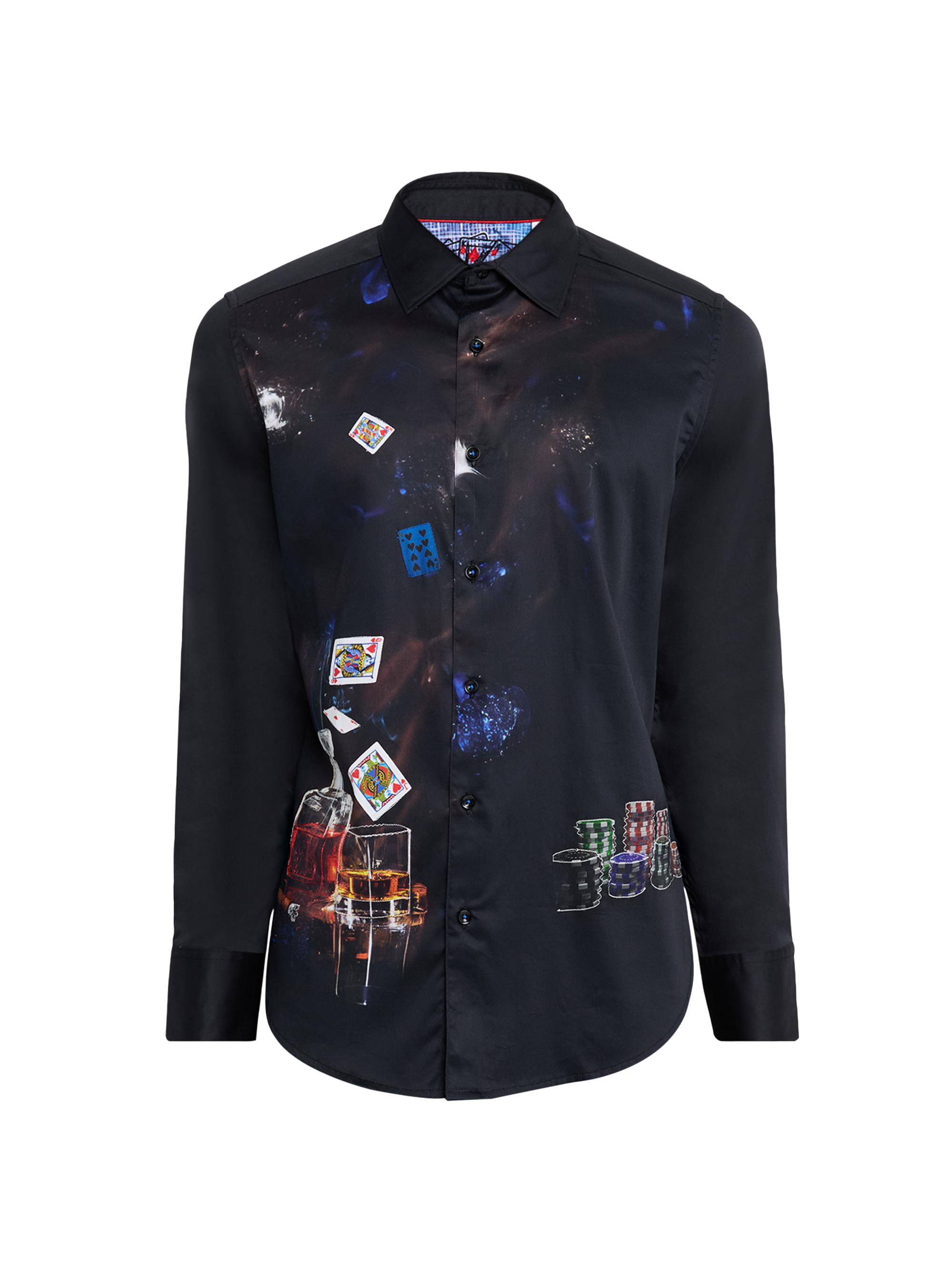 Robert Graham Men's Royal Flush Poker-Print Shirt - Black