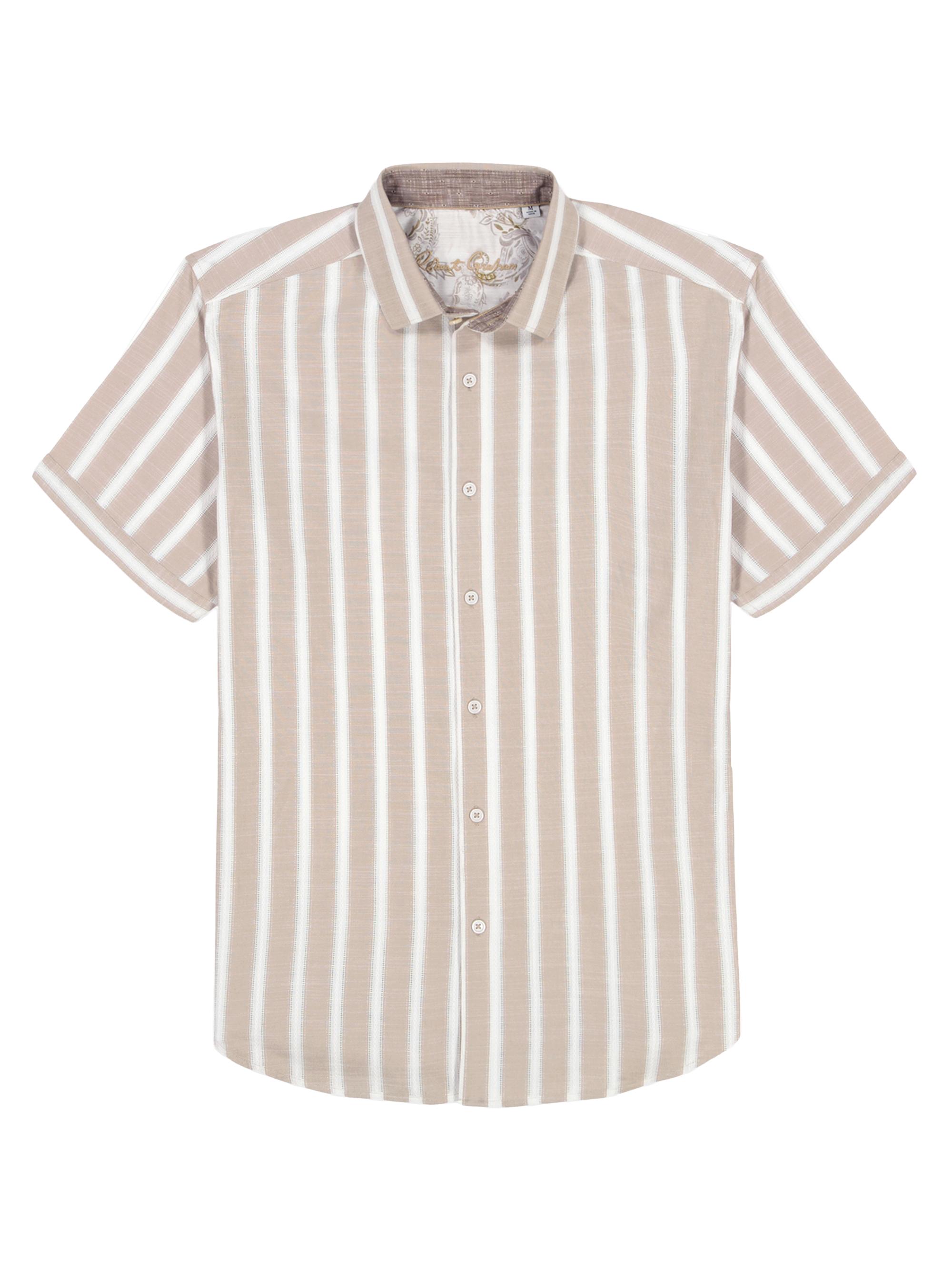 Robert Graham Men's Preston Striped Short-Sleeve Shirt - Khaki | Thumbnail 7