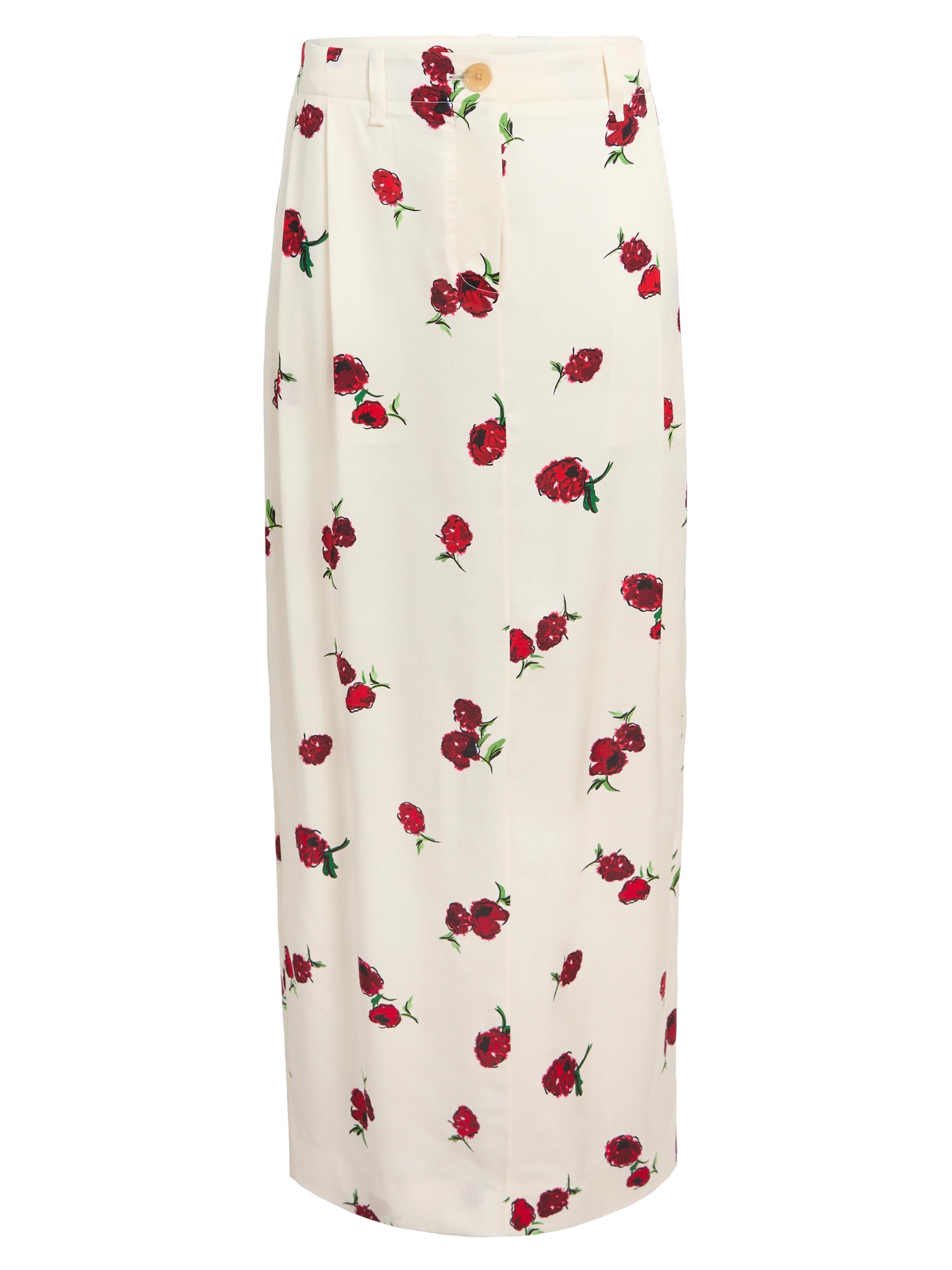 Khaite Women's Lucian Silk Raspberry Print Maxi Skirt - Raspberry Cream