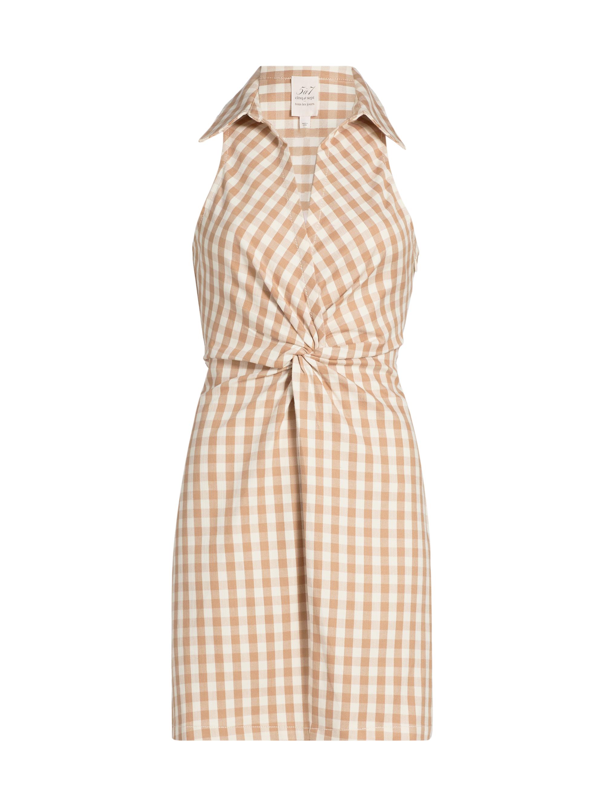 Cinq à Sept Women's McKenna Gingham Twist Minidress - Sahara Light Plaster