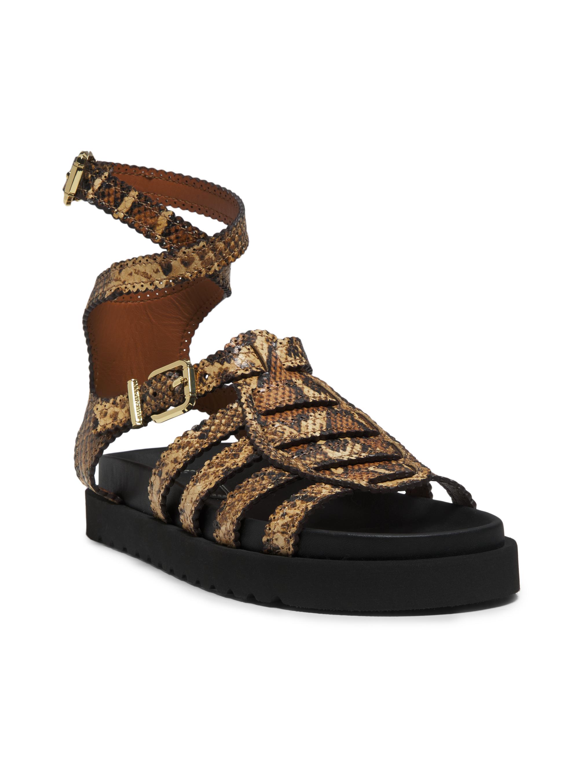 Zimmermann Goldie Snake-Embossed Leather Gladiator Sandals | Saks