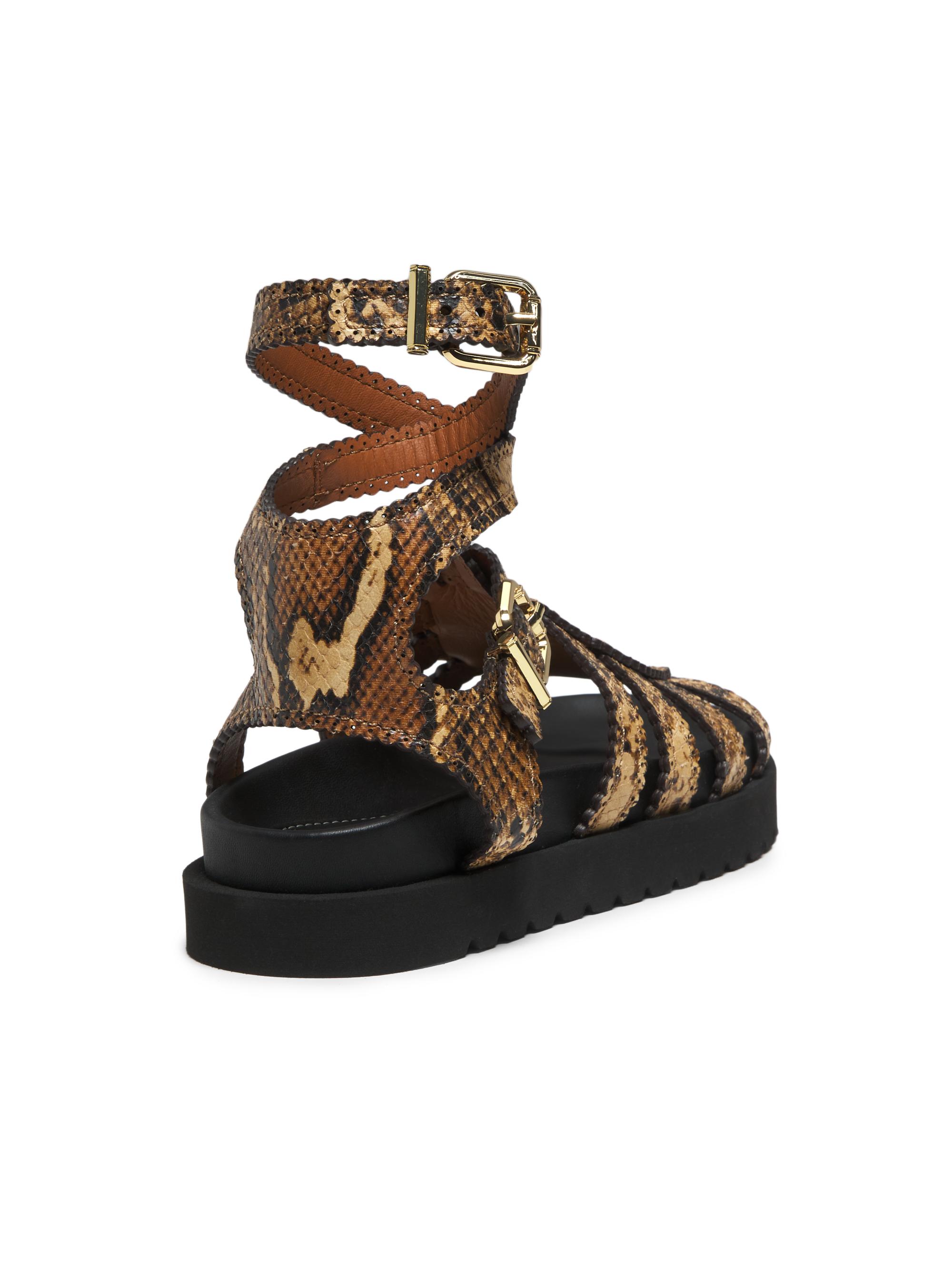 Zimmermann Goldie Snake-Embossed Leather Gladiator Sandals | Saks
