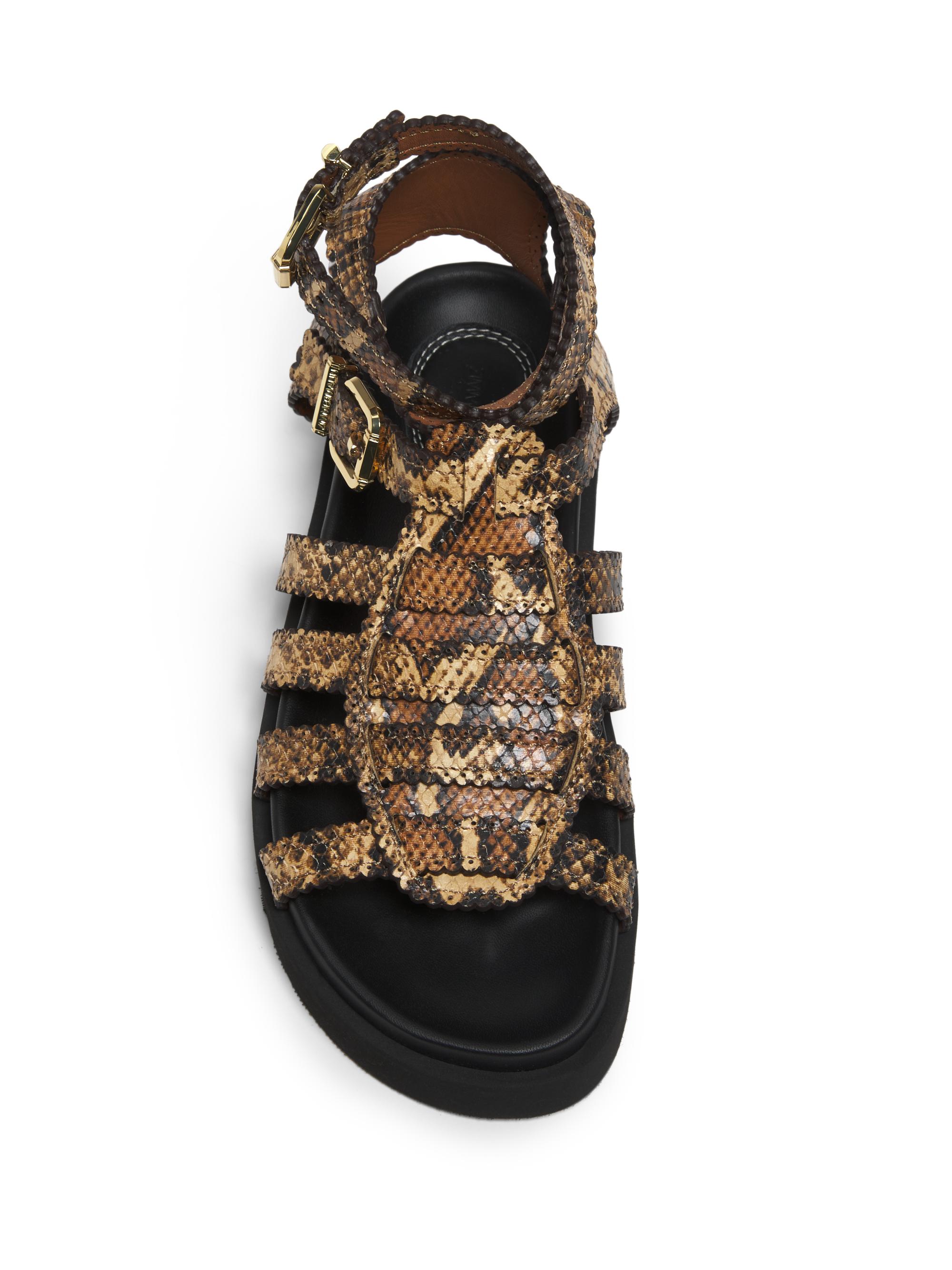 Zimmermann Goldie Snake-Embossed Leather Gladiator Sandals | Saks