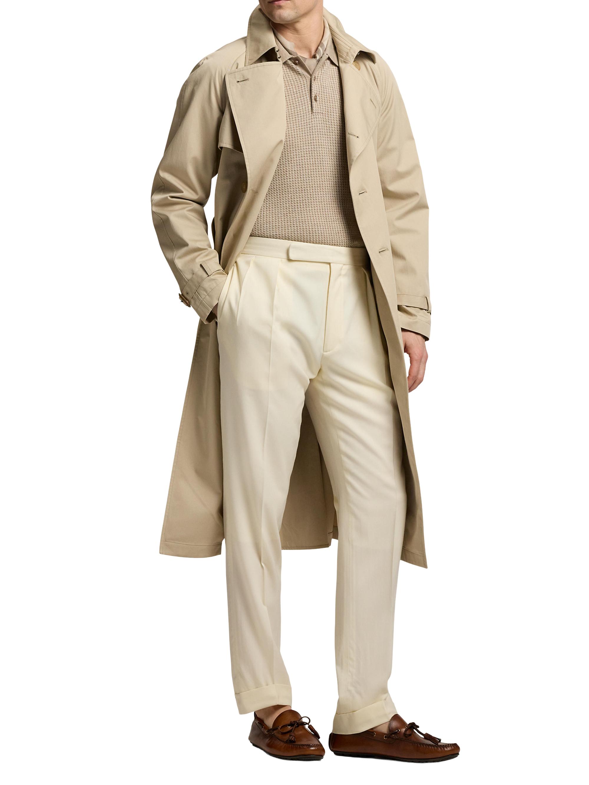 Ralph Lauren Purple Label Men's Houndstooth Cashmere Polo Sweater - Truffle Multi