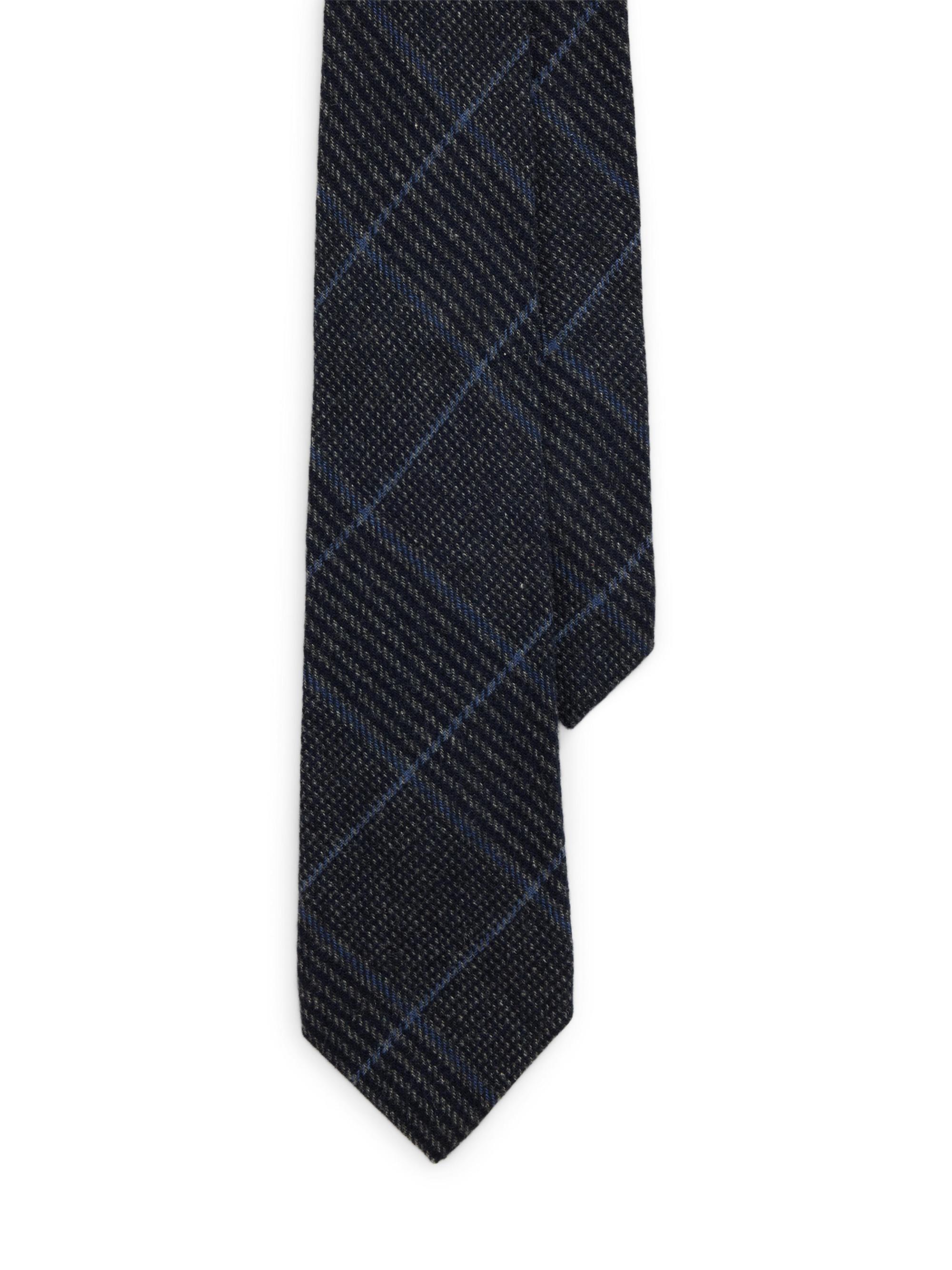 Ralph Lauren Purple Label Men's Plaid Wool-Silk Tie Grey Navy