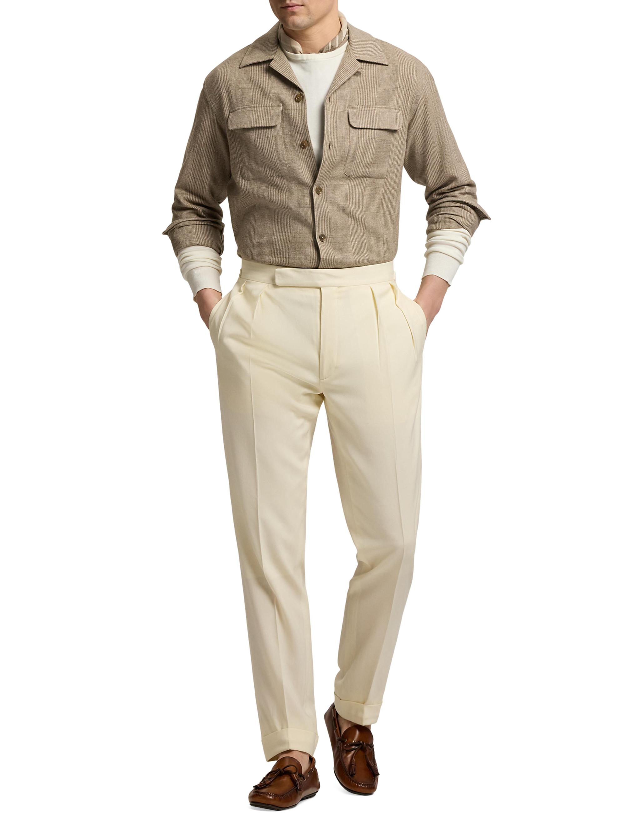 Ralph Lauren Purple Label Men's Glen Plaid Wool-Blend Overshirt - Truffle Multi