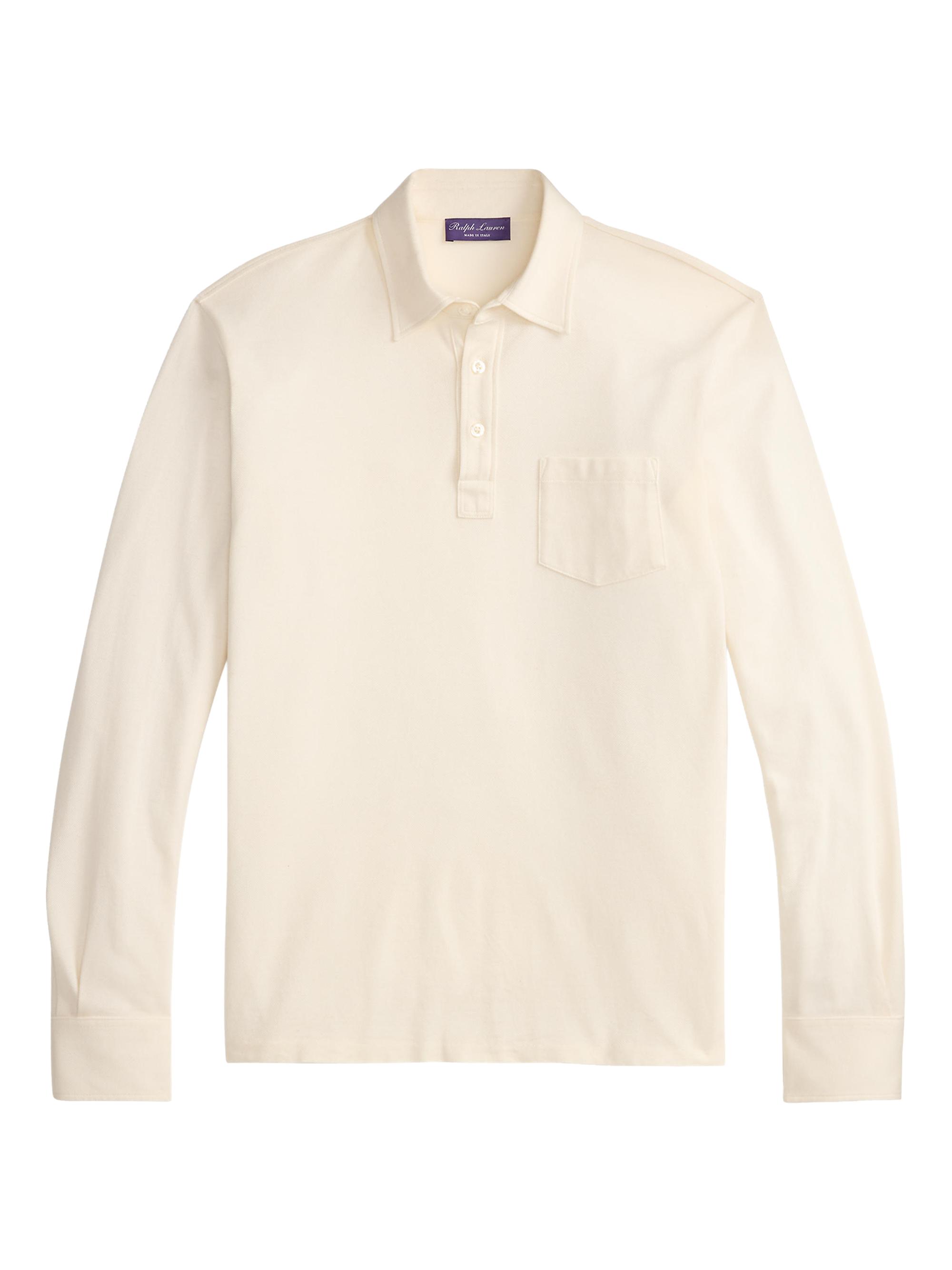 Ralph Lauren Purple Label Silk-Cotton Polo-Collar Sweater | Saks