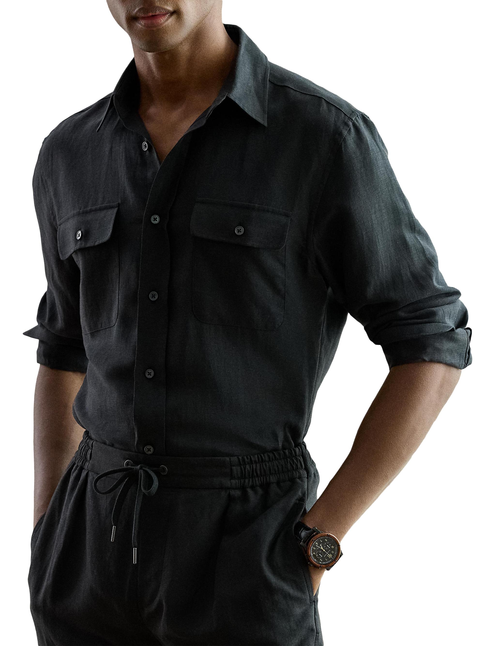 Ralph Lauren Purple Label Silk-Linen Canvas Shirt | Saks Fifth Avenue