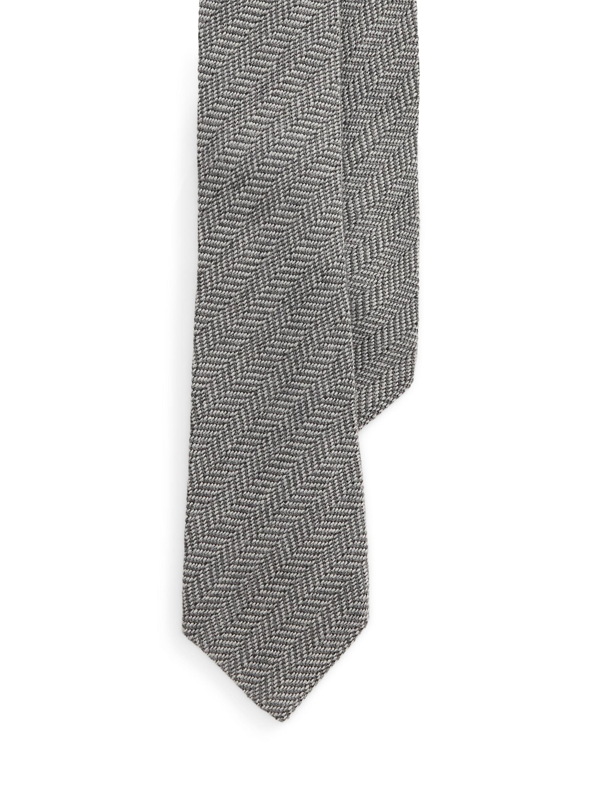 Ralph Lauren Purple Label Men's Herringbone Cashmere-Silk Tie - Grey
