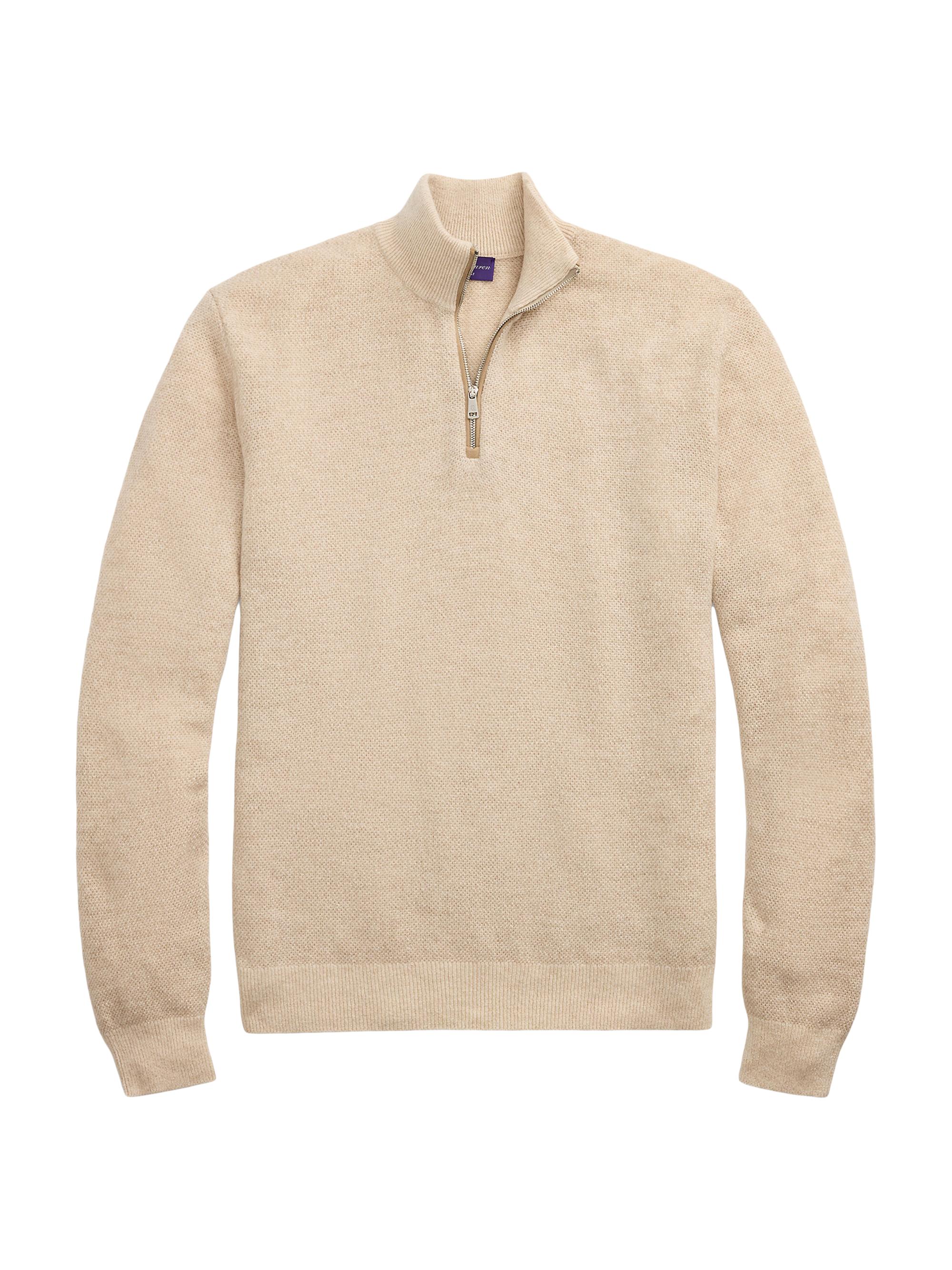Ralph Lauren Purple Label Men's Birdseye Cashmere Quarter-Zip Sweater - Summer Sand Multi