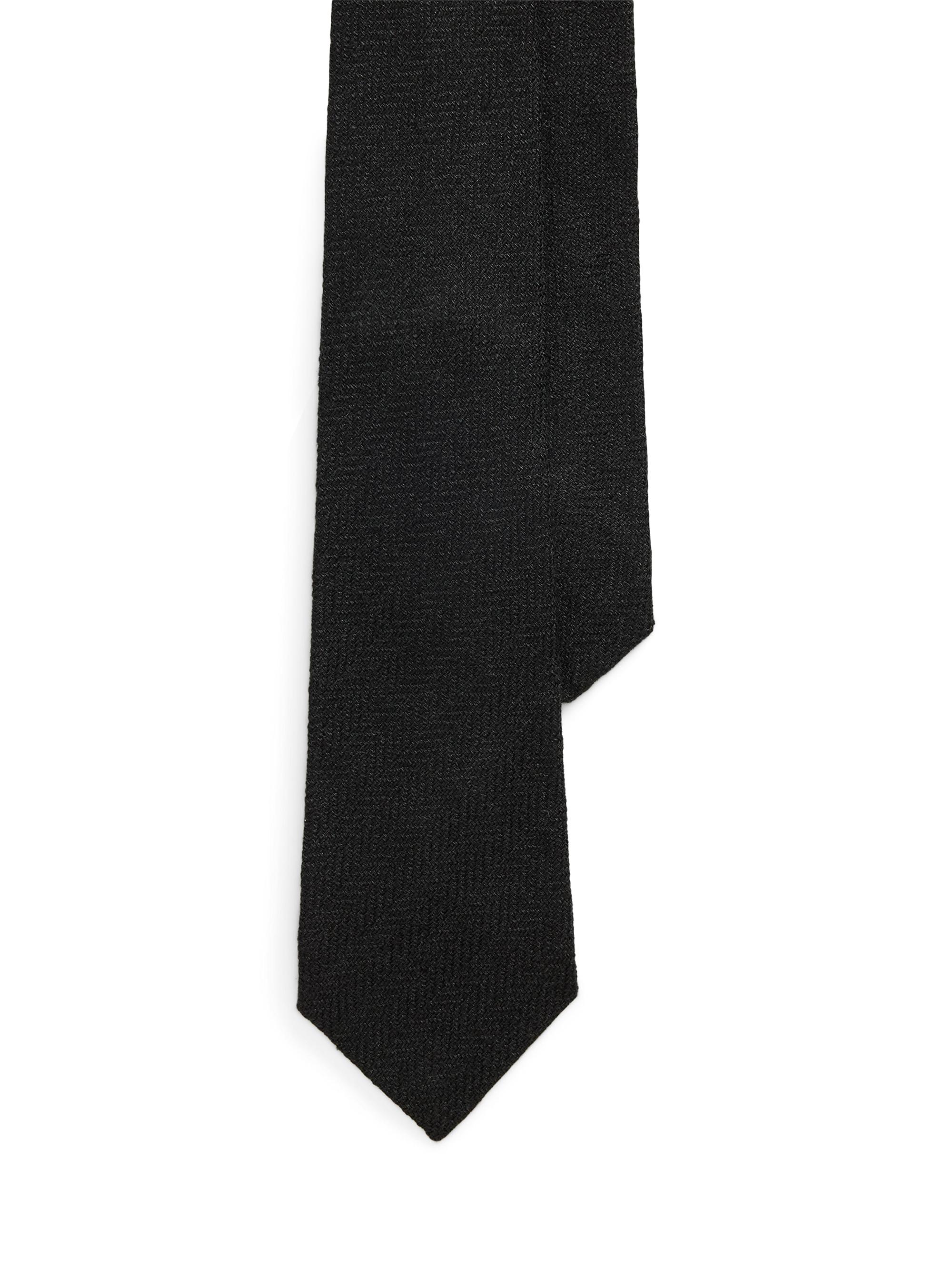 Ralph Lauren Purple Label Men's Textured Herringbone Linen-Blend Tie - Black