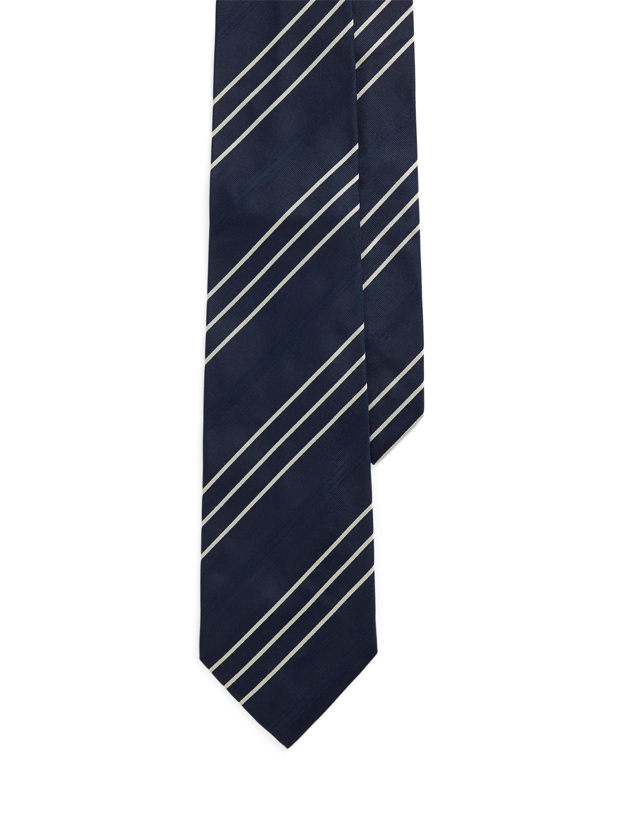 Ralph Lauren Purple Label Men's Striped Silk Faille Tie - Navy